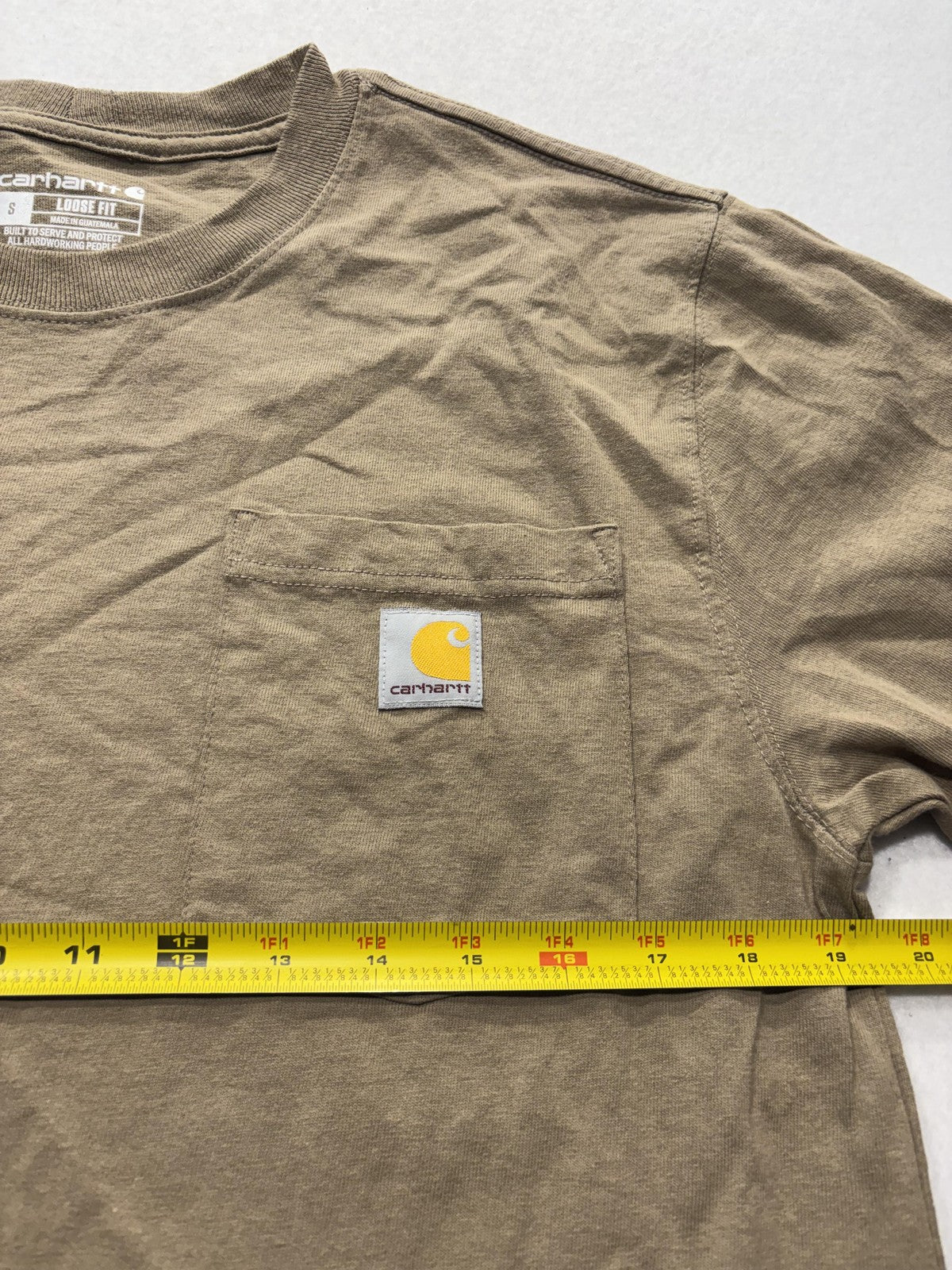 Carhartt Shirt Mens Small Beige K87 Loose Fit Pocket T-Shirt Short Sleeve