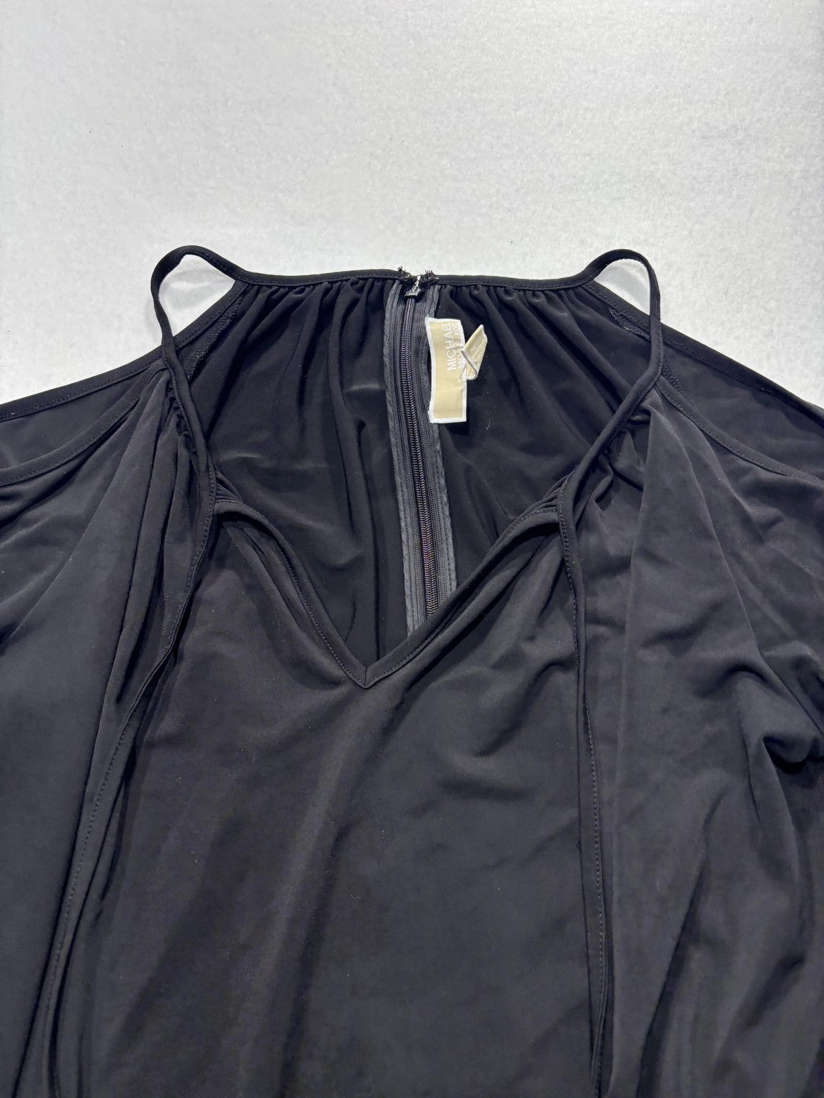MICHAEL Michael Kors Dress Womens Large Black Halter Cold Shoulder Blouson Short