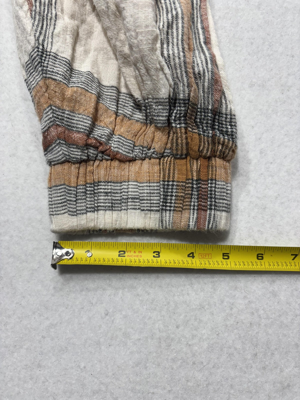 Free People Jacket Womens XL White Plaid Bomber Full Zip Elastic Hem Lightweight