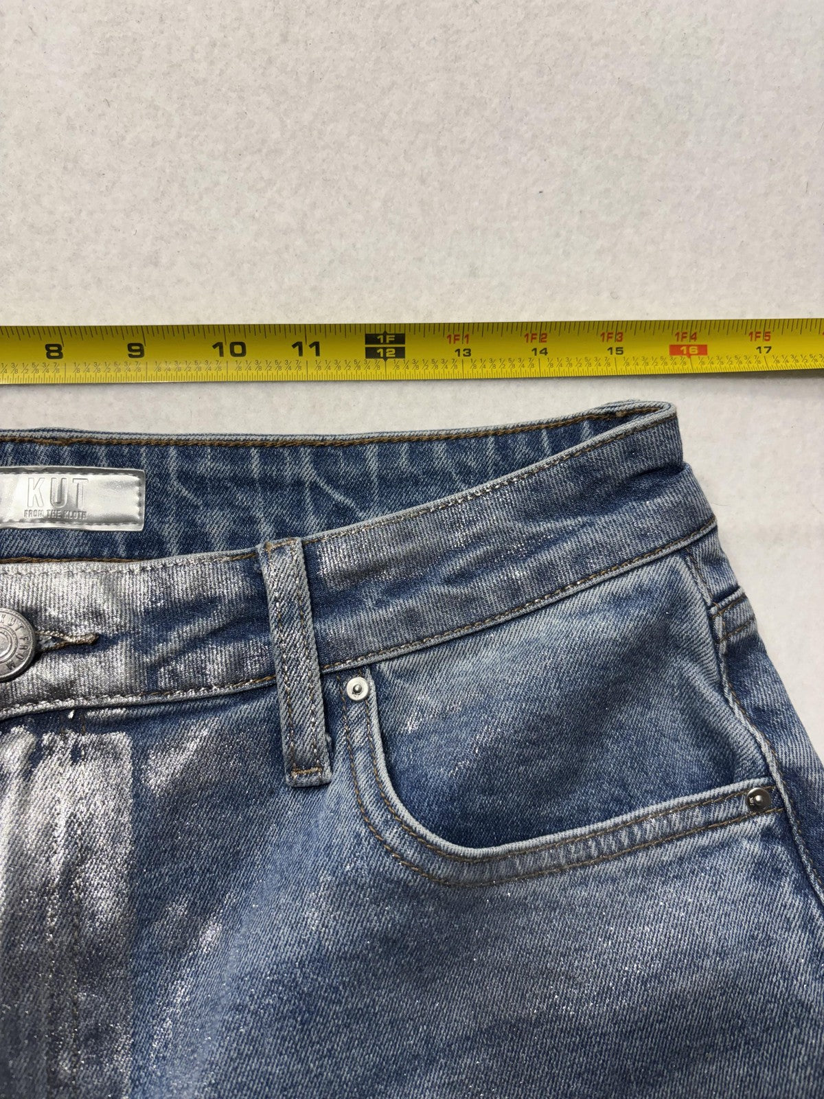 KUT From The Kloth Ashley Slouchy Barrel Jeans Womens 8 Silver High Rise Crop