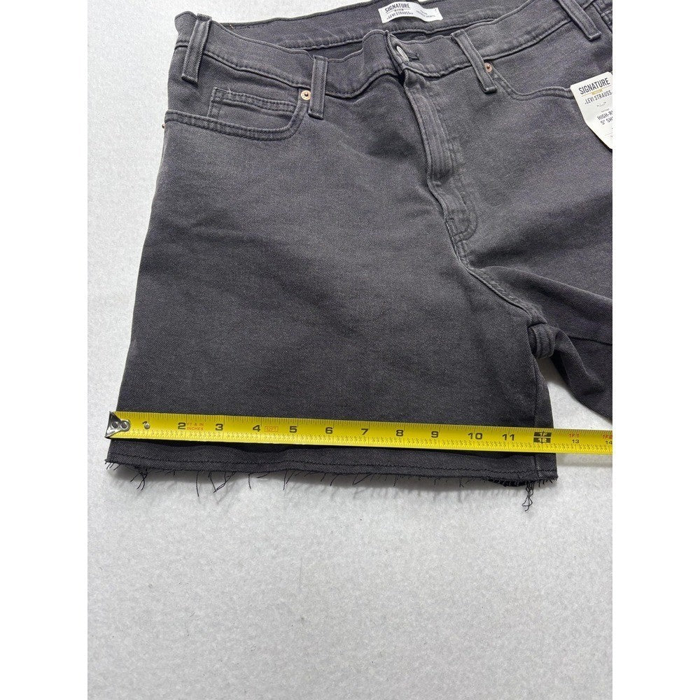 Signature By Levi Strauss & Co Shorts Womens 12 Gray High Rise 5" Cut Off Denim
