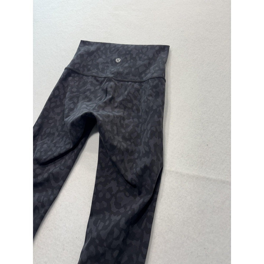 Lululemon Leggings Womens 4 Black Camo High Rise Cropped 23" Inseam Yoga Stretch