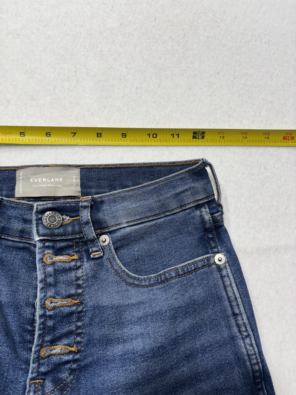 Everlane Jeans Womens 25 Ankle Blue High Rise Skinny Stretch Raw Hem 25x27
