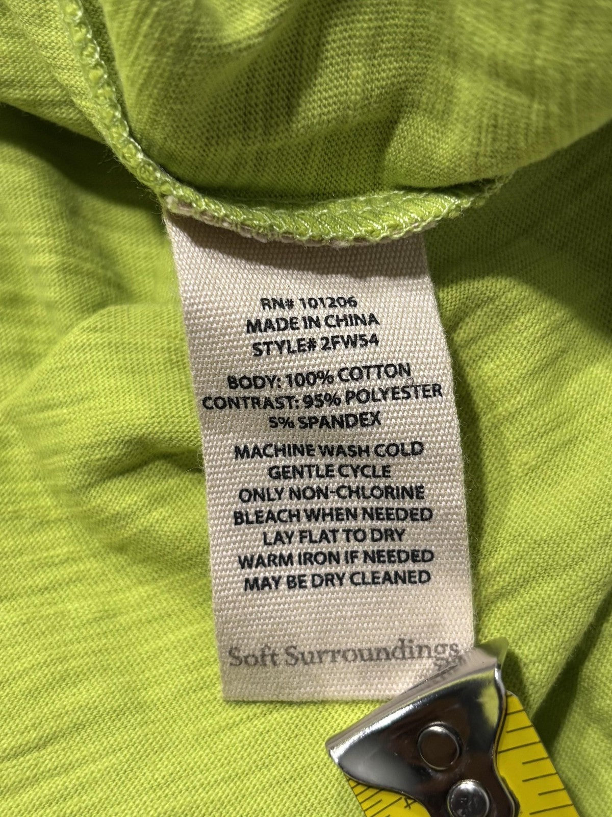 Soft Surroundings Shirt Dress Womens Medium Lime Green Danelle Button Asym Hem