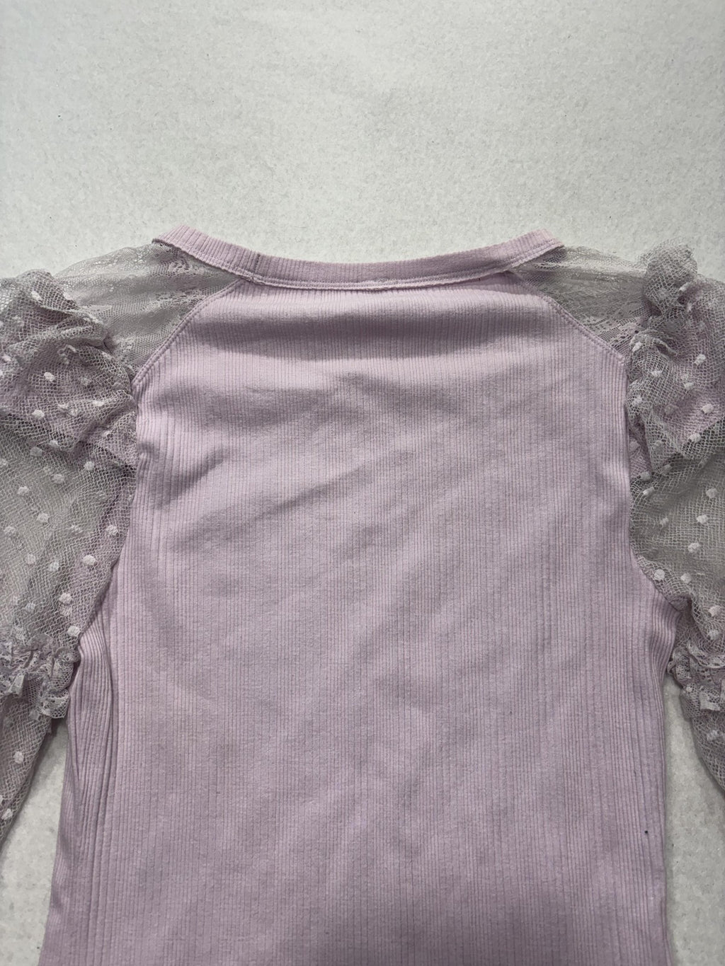 Urban Outfitters Top Womens M/L Purple Crew Neck Sheer Puff Sleeve Dot Ruffle