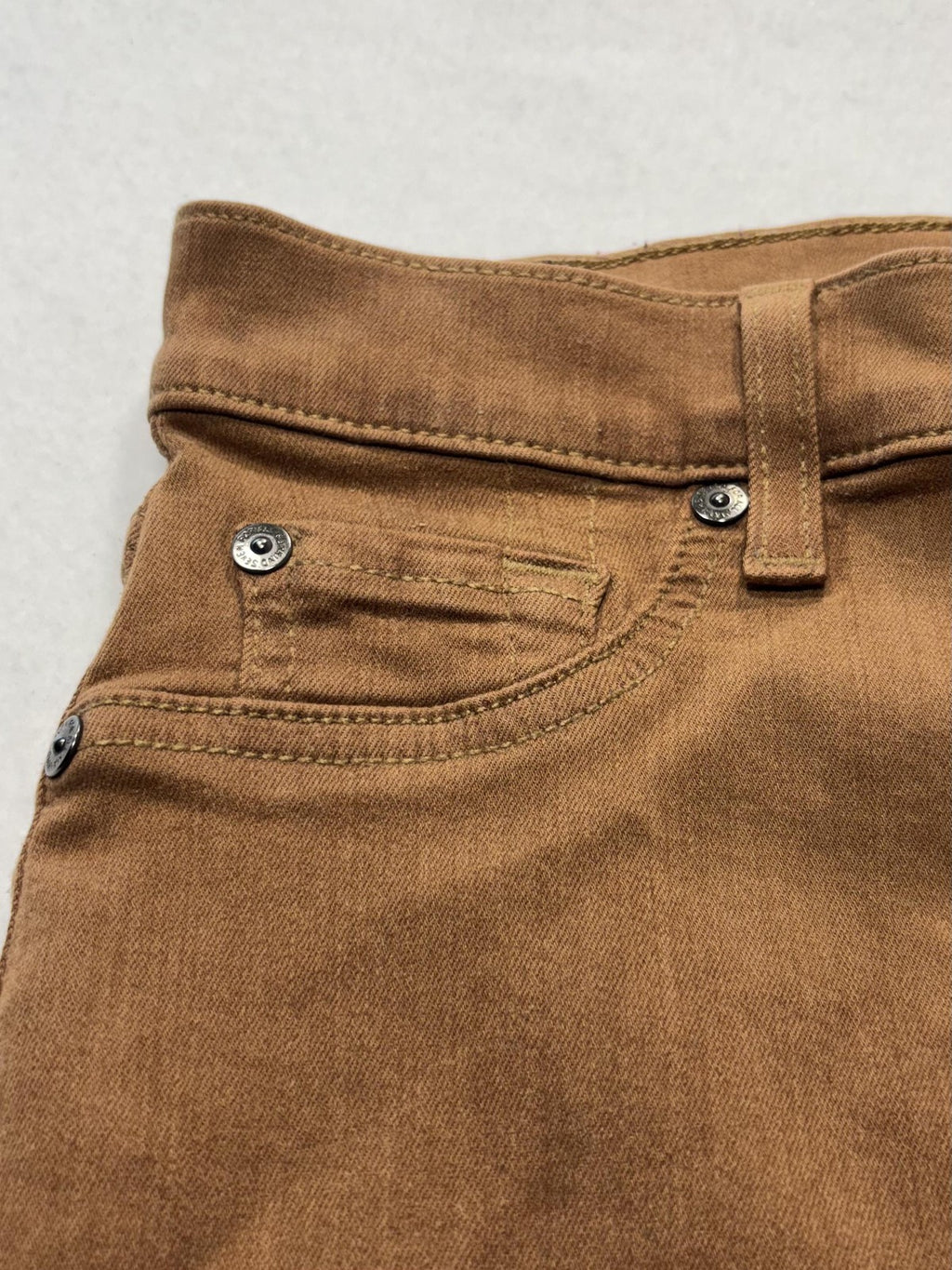 7 For All Mankind Jeans Womens 29 Brown Medium Wash Bootcut Distressed 29x32.5