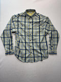 Columbia PFG Shirt Mens Medium Yellow Blue Plaid Long Sleeve Fishing Button Up