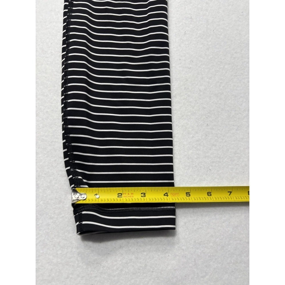 Lululemon Leggings Womens Small Black Stripe High Rise 25" Inseam Stretch Ankle
