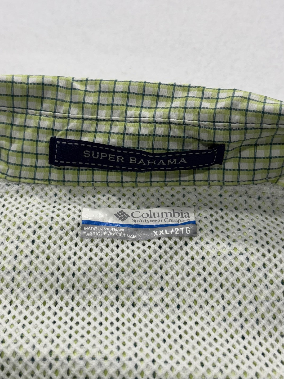 Columbia PFG Super Bahama Shirt Mens 2XL Green Short Sleeve Fishing Button Up
