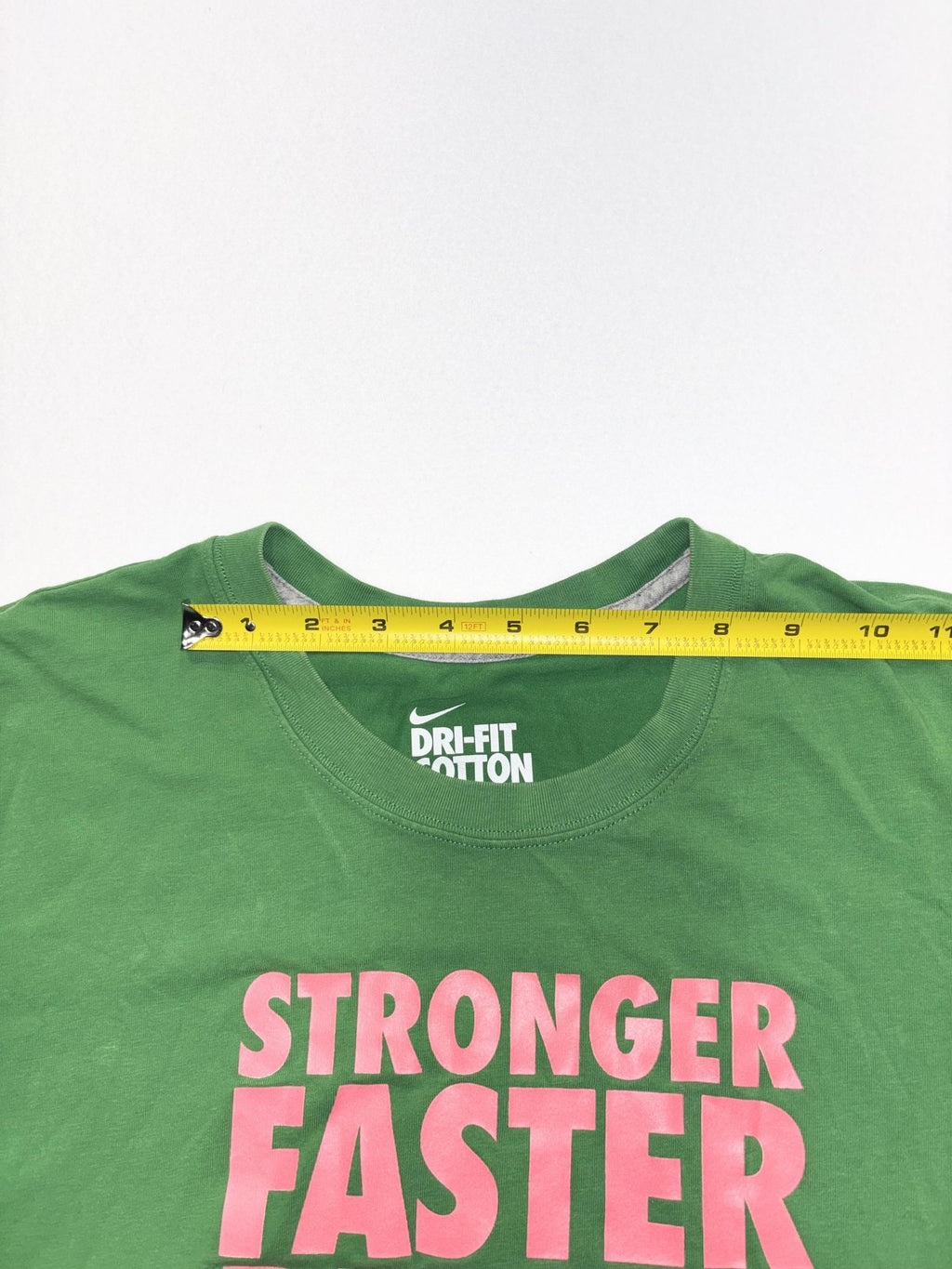 Nike Shirt Womens XL Green Dri-FIT Cotton Tee Stronger Faster Better Slogan
