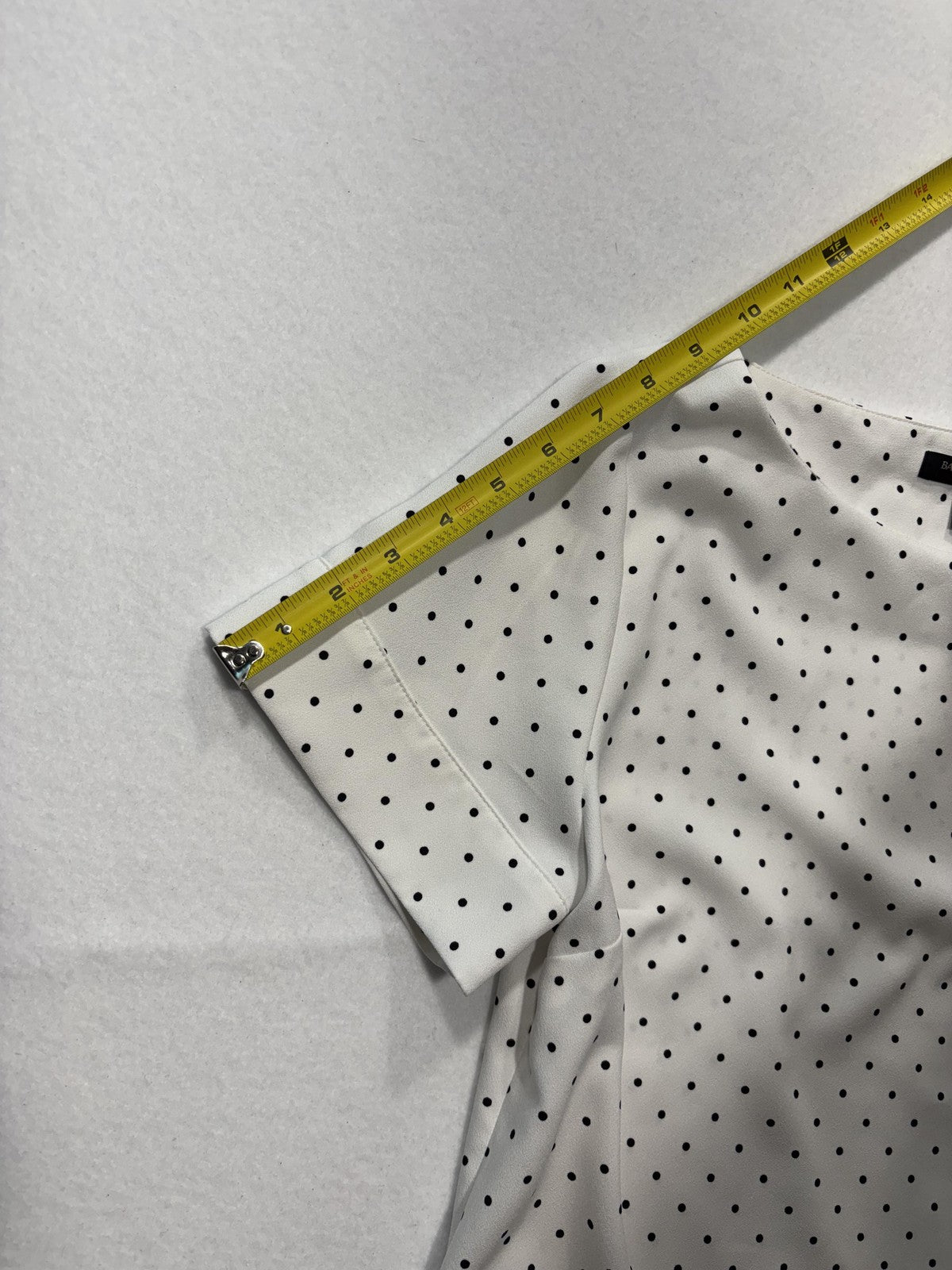 Banana Republic Blouse Womens S Petite White Polka Dot Boatneck Short Sleeve Top