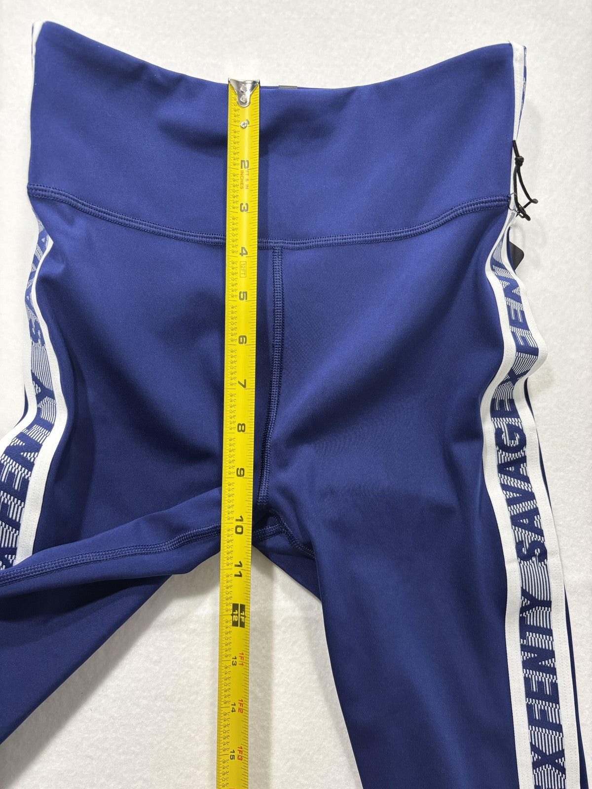 Savage X Fenty Leggings Womens Small Blue High Rise Logo Side Stripe Sport Ankle