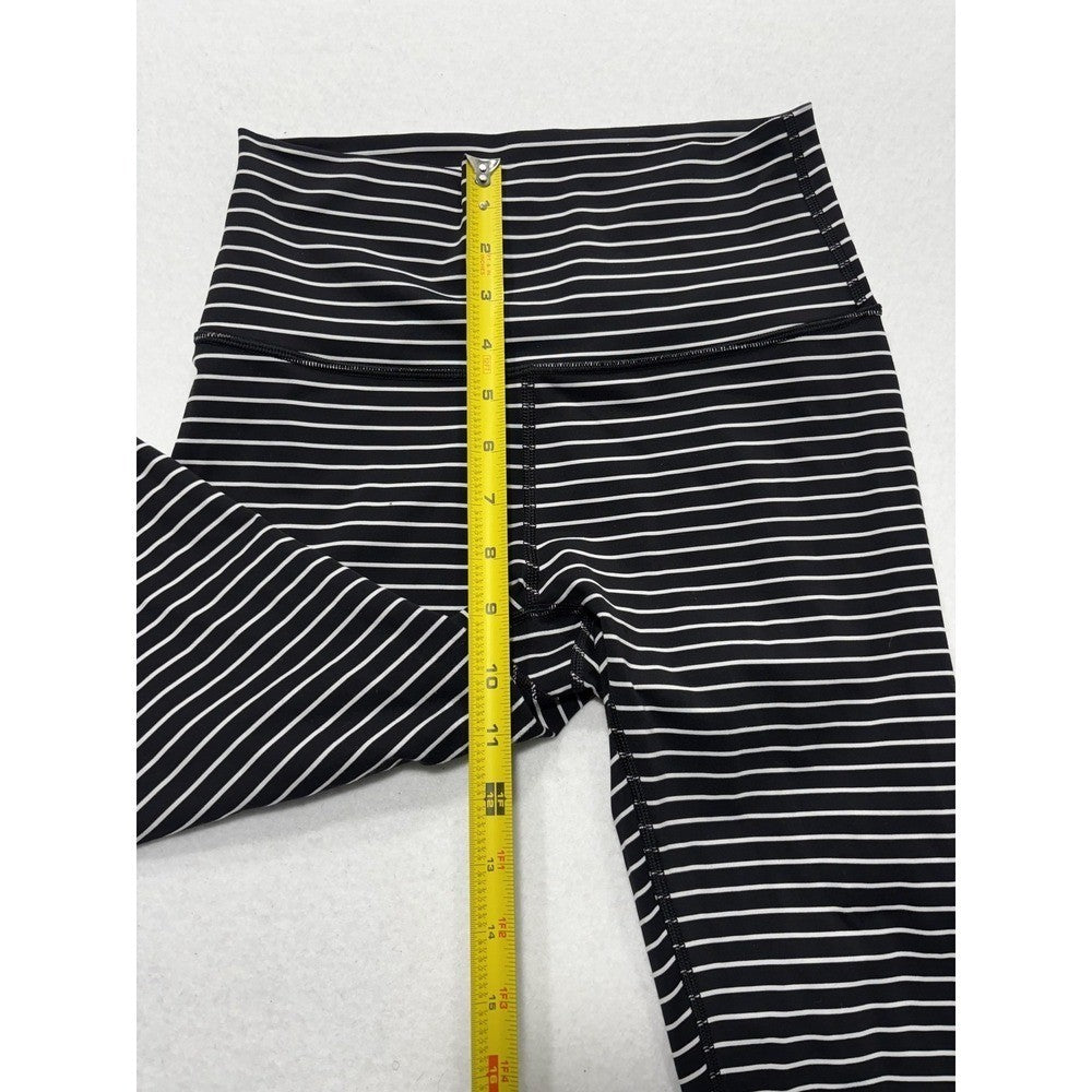 Lululemon Leggings Womens Small Black Stripe High Rise 25" Inseam Stretch Ankle