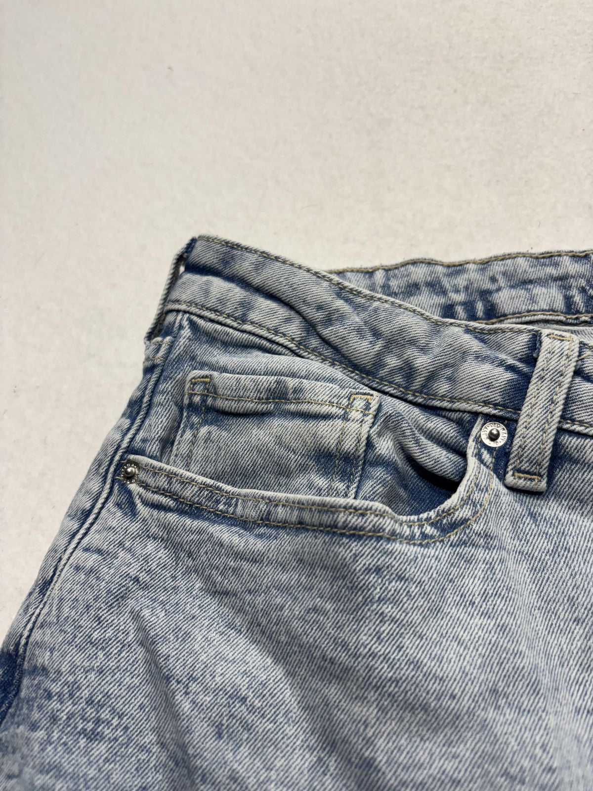 Old Navy Jeans Womens 20 Blue Light Wash High Rise Straight Crop Raw Hem 40x25.5