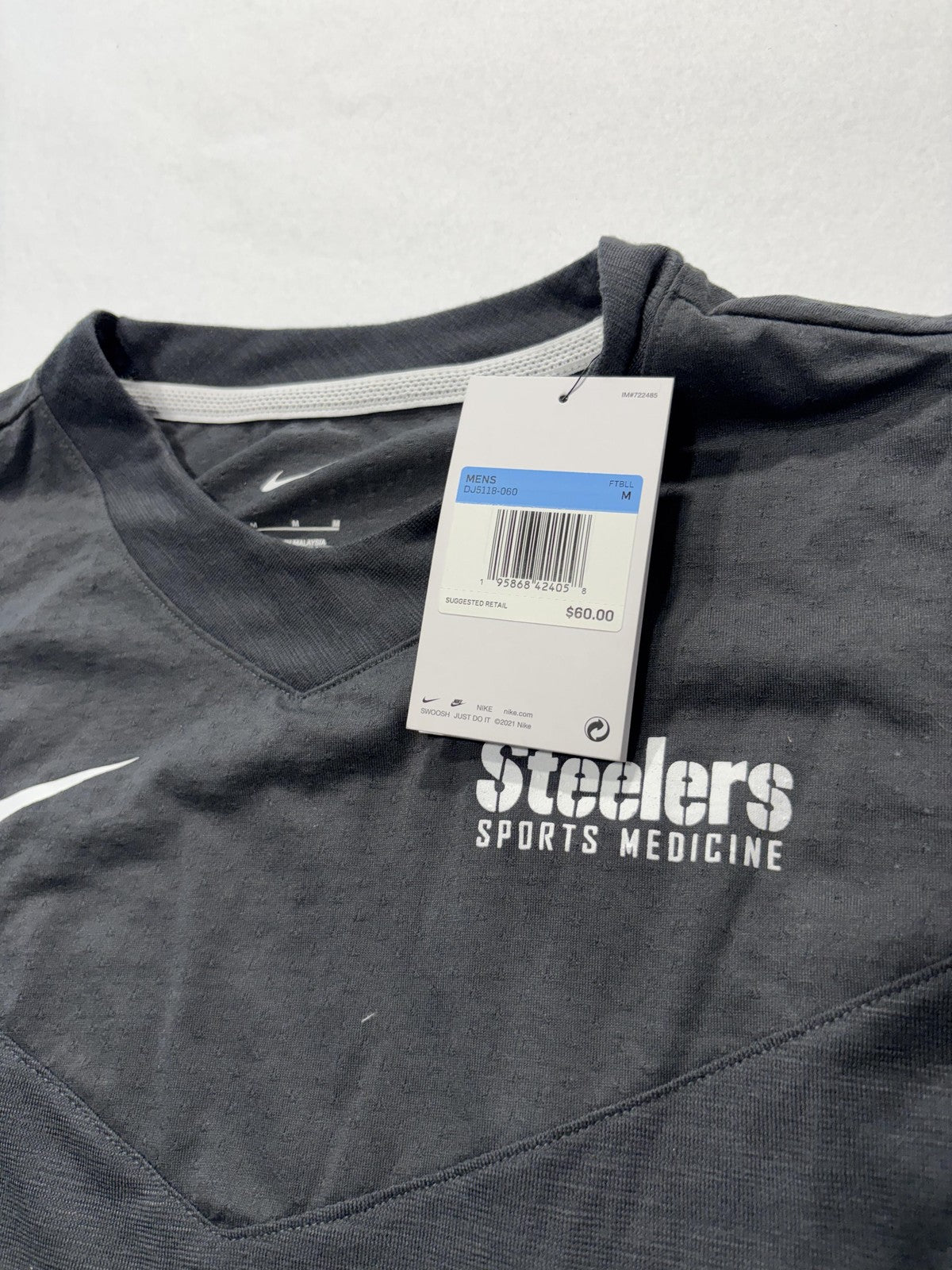 Pittsburgh Steelers Shirt Mens Medium Gray NFL Football Nike Dri Fit Long Sleeve