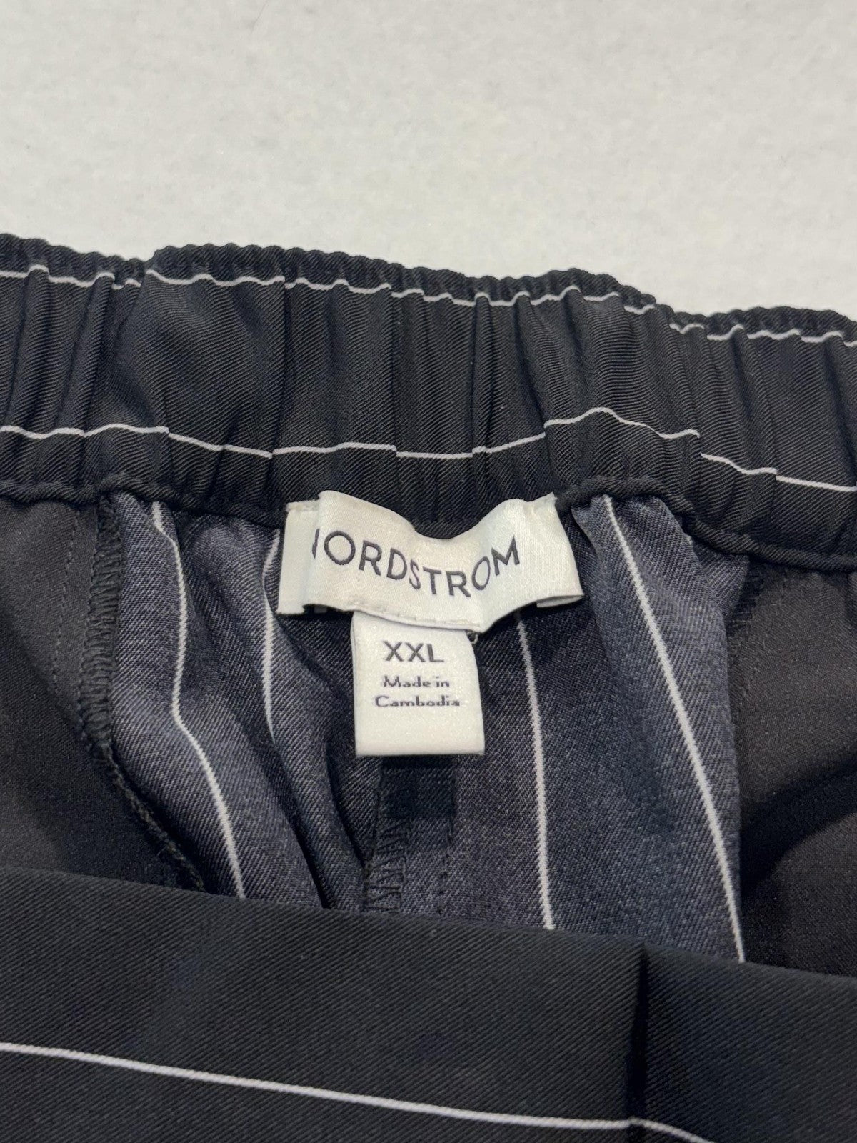 Nordstrom Dress Pants Womens XXL Black Penelope Pinstripe Wide Leg Pull On