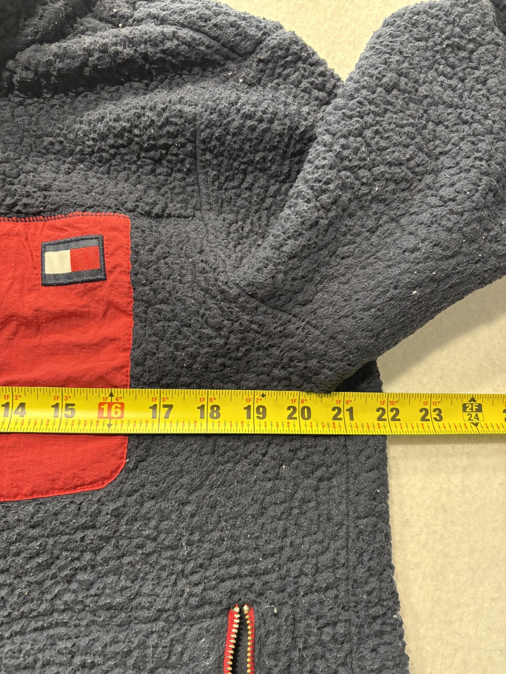 Tommy Hilfiger Jacket Mens Large Blue Sherpa Fleece Full Zip Outdoor Windbreaker
