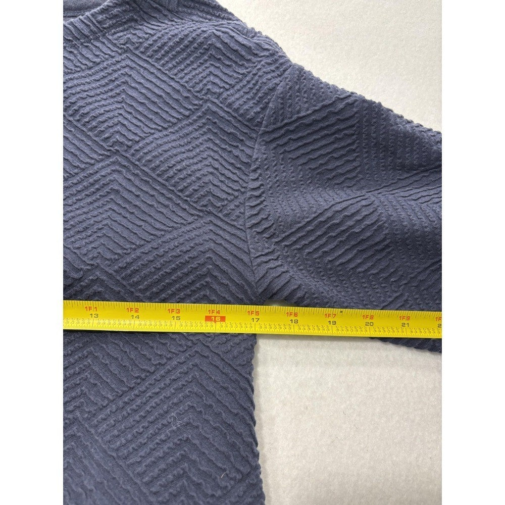 Maeve Blouse Womens XS Blue Textured Crew Neck 3/4 Puff Sleeve Peplum Tunic Top
