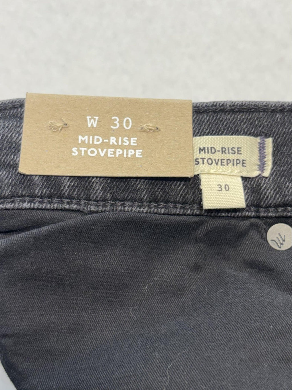 Madewell Jeans Womens 30 Charcoal Wash Mid Rise Stovepipe Raw Hem Stretch 30x28