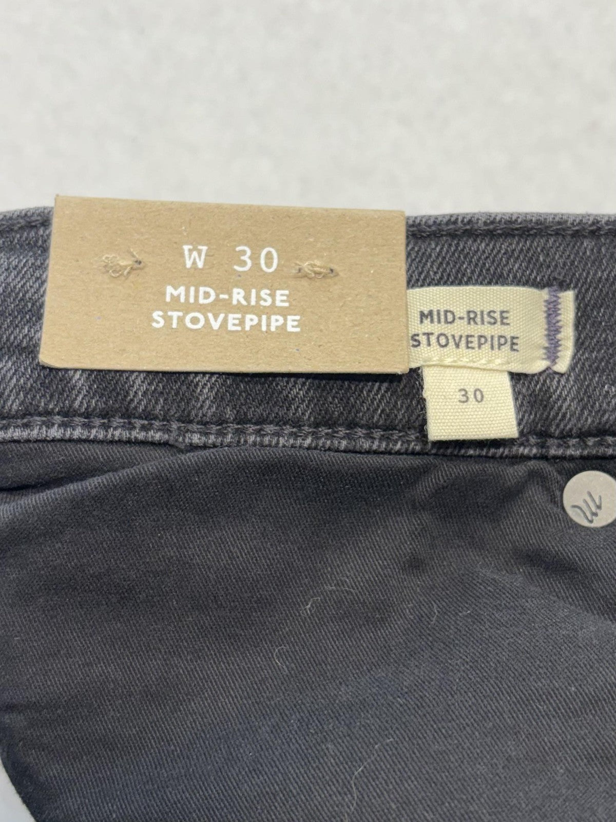 Madewell Jeans Womens 30 Charcoal Wash Mid Rise Stovepipe Raw Hem Stretch 30x28