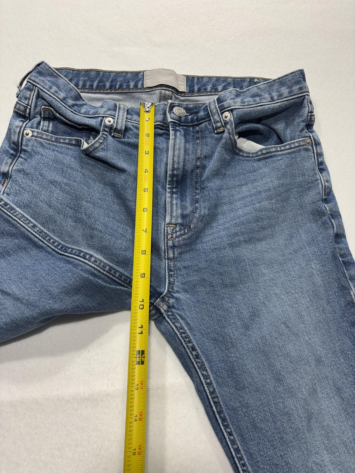Everlane Jeans Womens 29 Blue Medium Wash Straight Leg Mid Rise Stretch 29x27.5