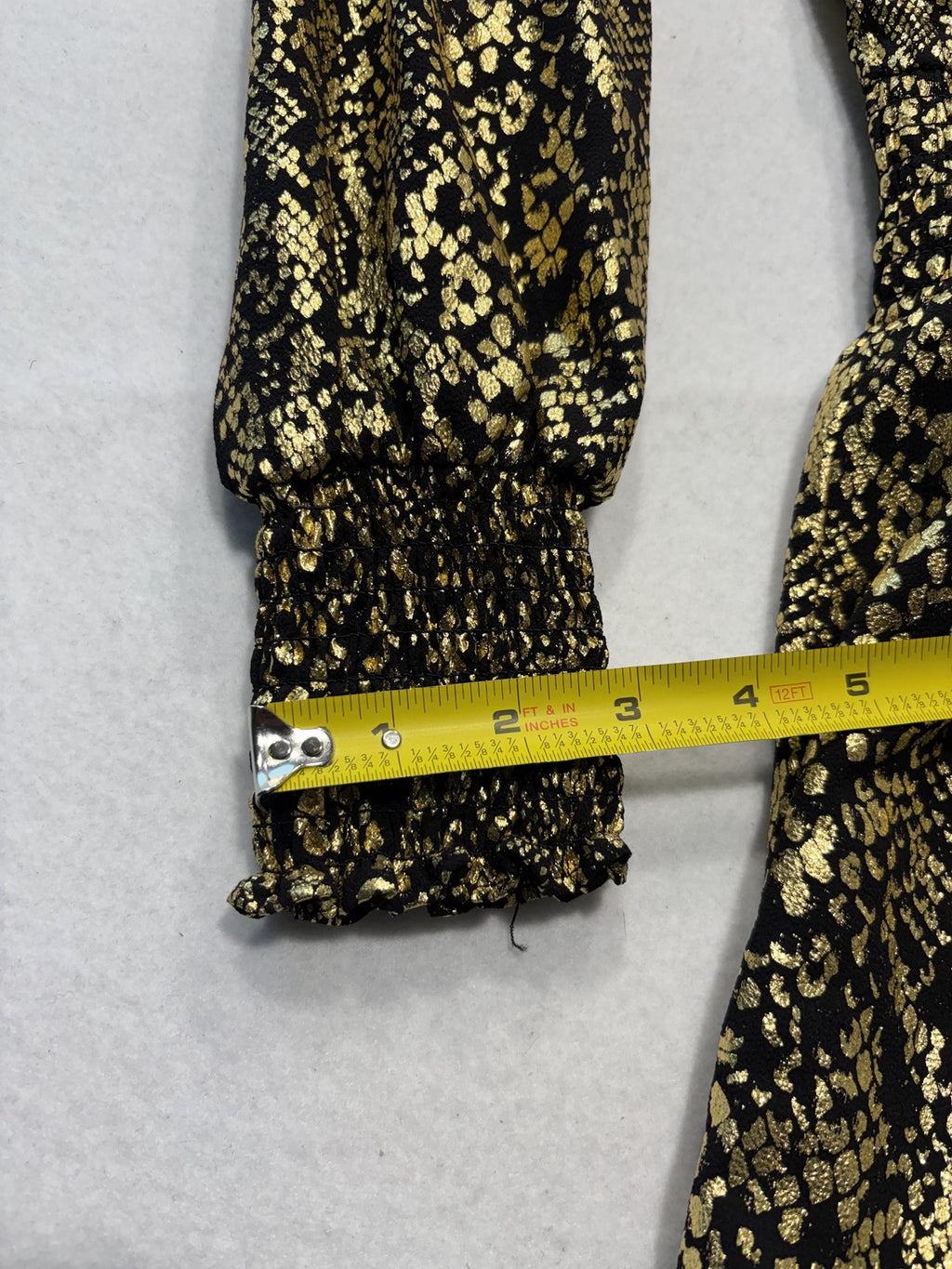 MICHAEL Michael Kors Dress Womens Small Gold Animal Print Long Sleeve Ruffle