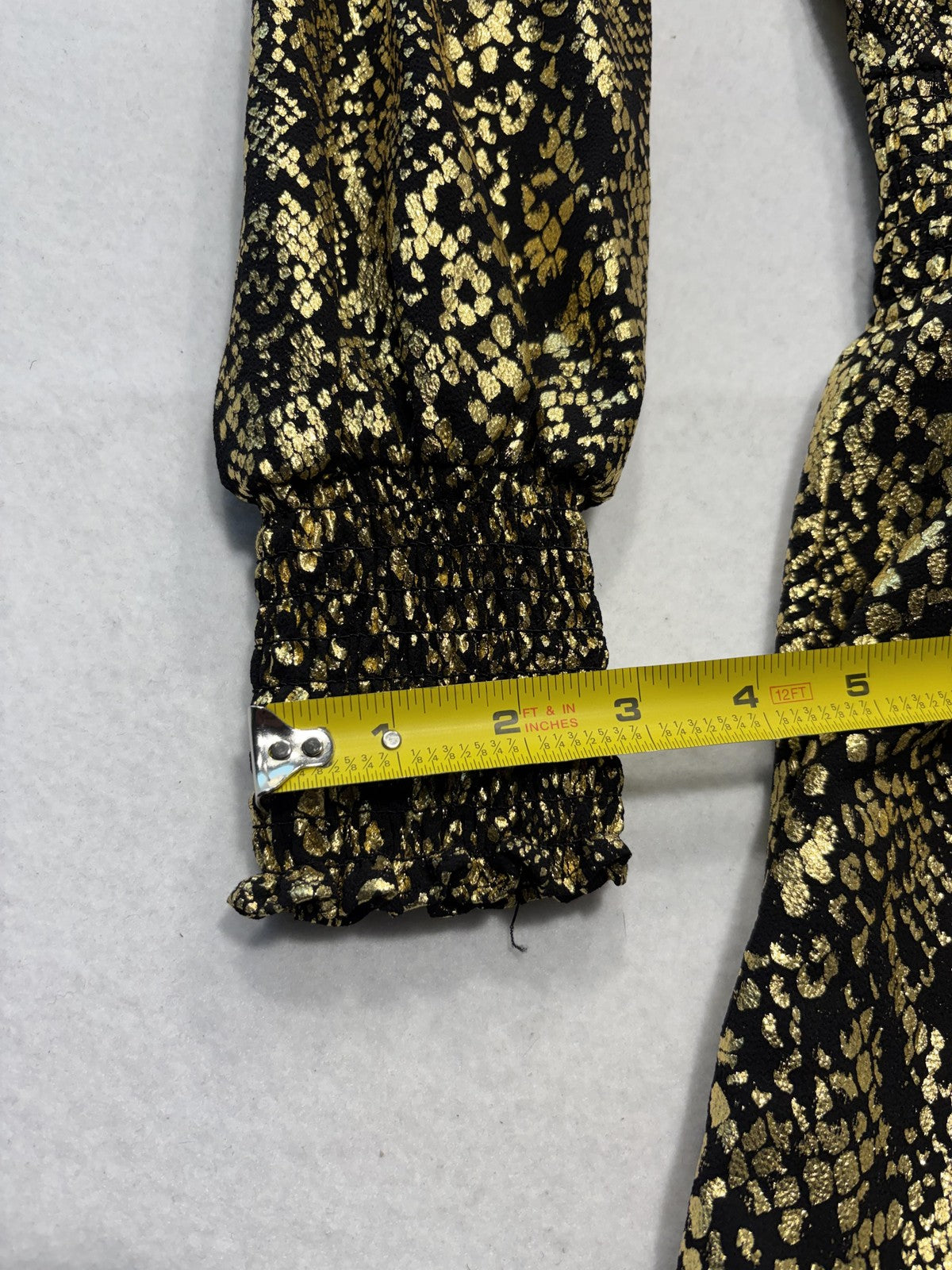 MICHAEL Michael Kors Dress Womens Small Gold Animal Print Long Sleeve Ruffle