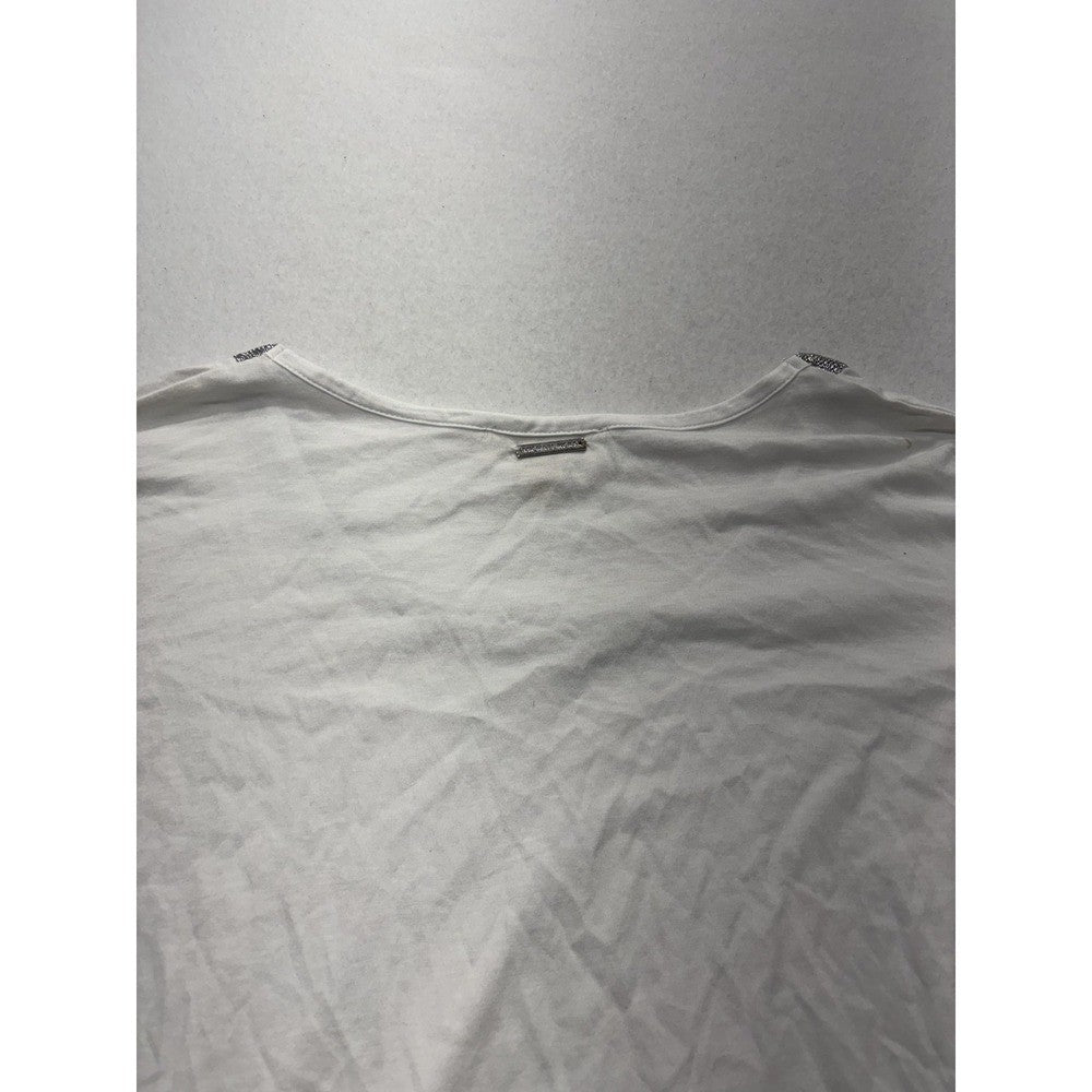 MICHAEL Michael Kors Top Womens Small White Scoop Neck Beaded Long Sleeve Jersey
