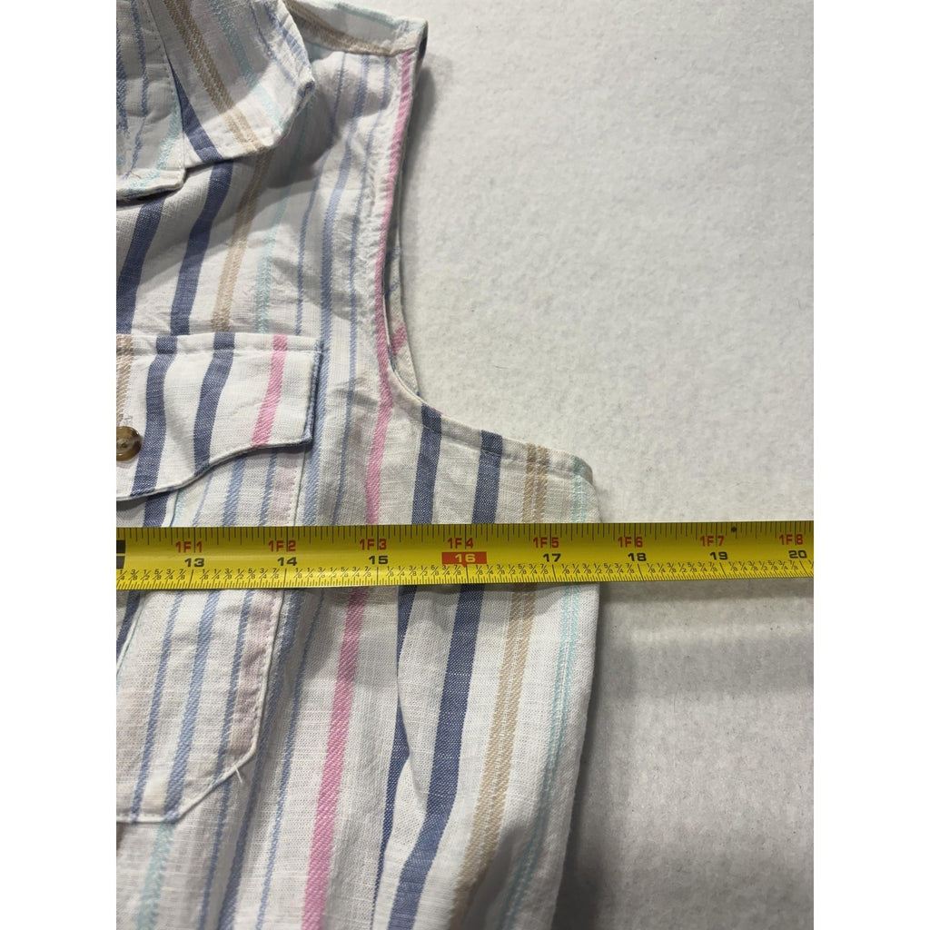 Time And Tru Womens M Multicolor Stripe Sleeveless Button Shirt Dress