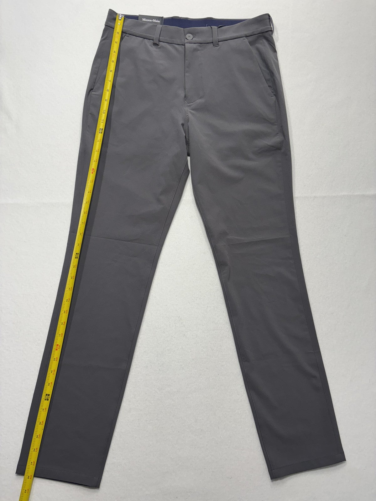 Mizzen+Main Helmsman Chino Pants Mens 32x32 Gray Slim Stretch Travel Casual