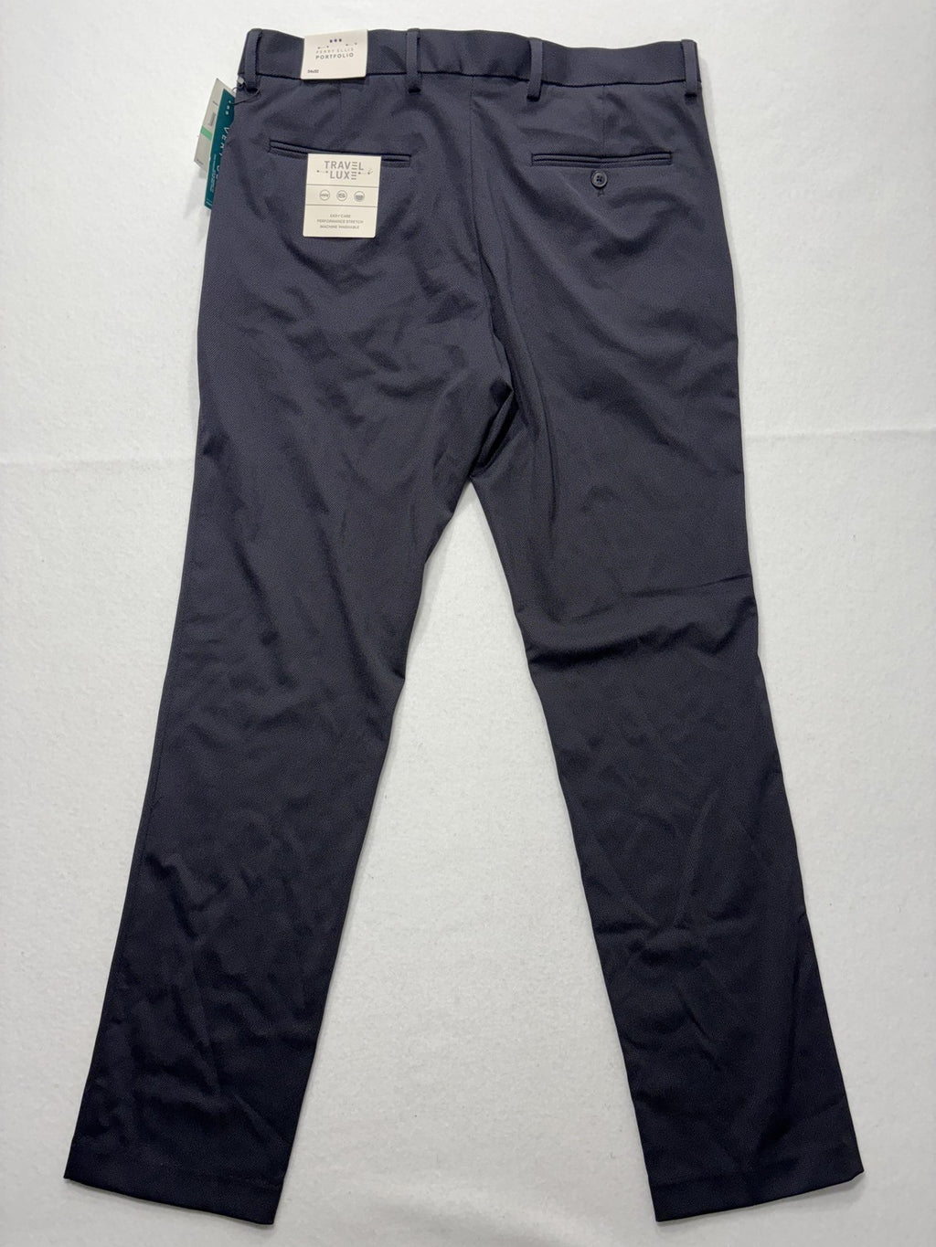 Perry Ellis Portfolio Dress Pants Mens 34x32 Gray Very Slim Travel Luxe Stretch