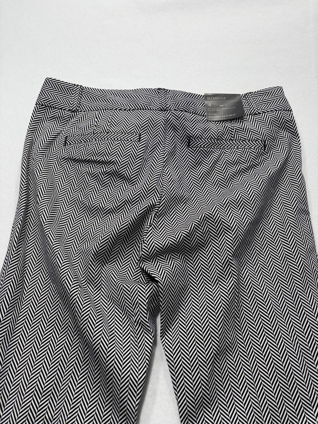 Banana Republic Dress Pants Womens 4 Black White Herringbone Sloan Slim Ankle