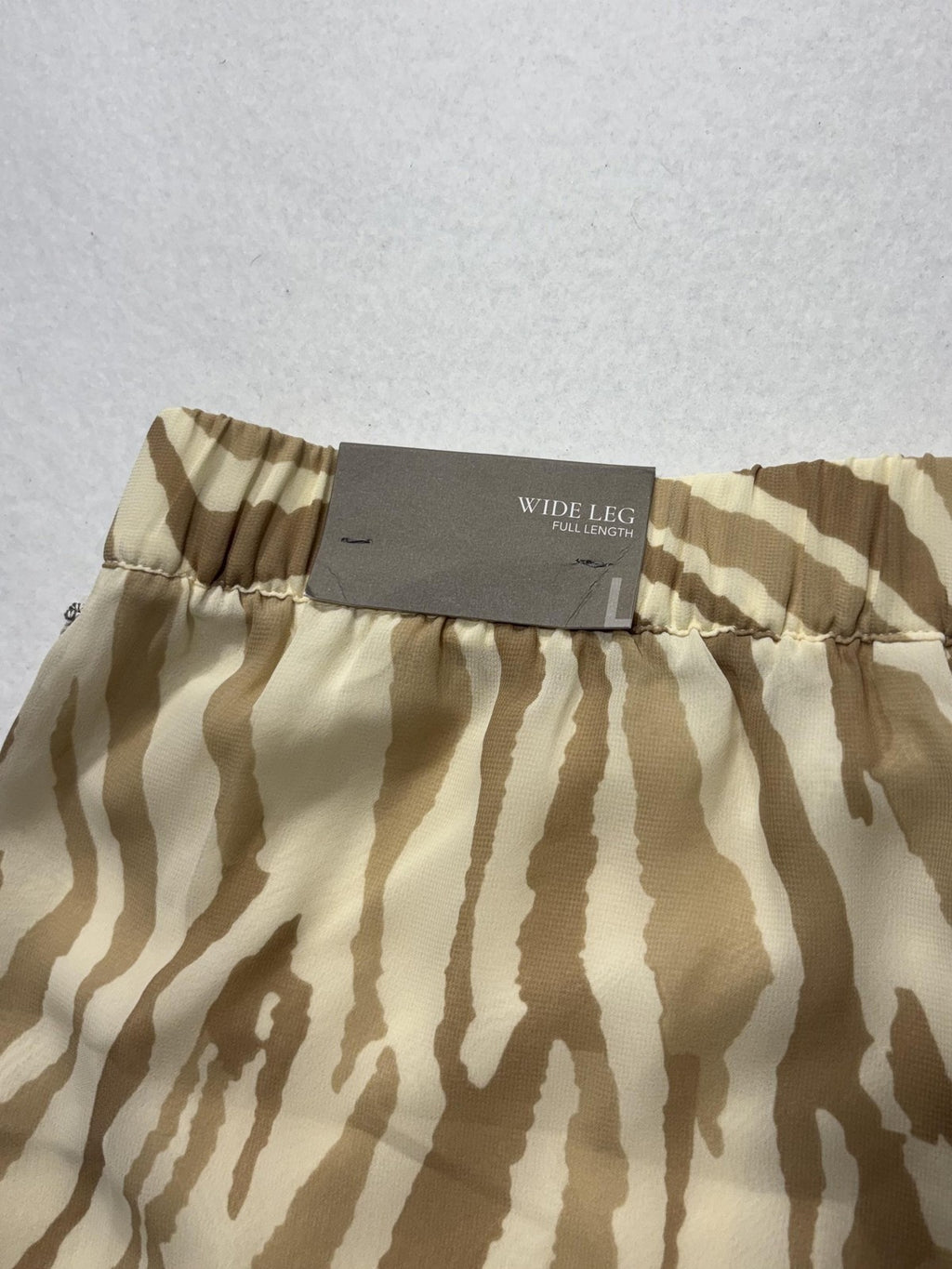 Soft Surroundings Dress Pants Womens Large Beige Neutral Zebra Wide Leg Pull On