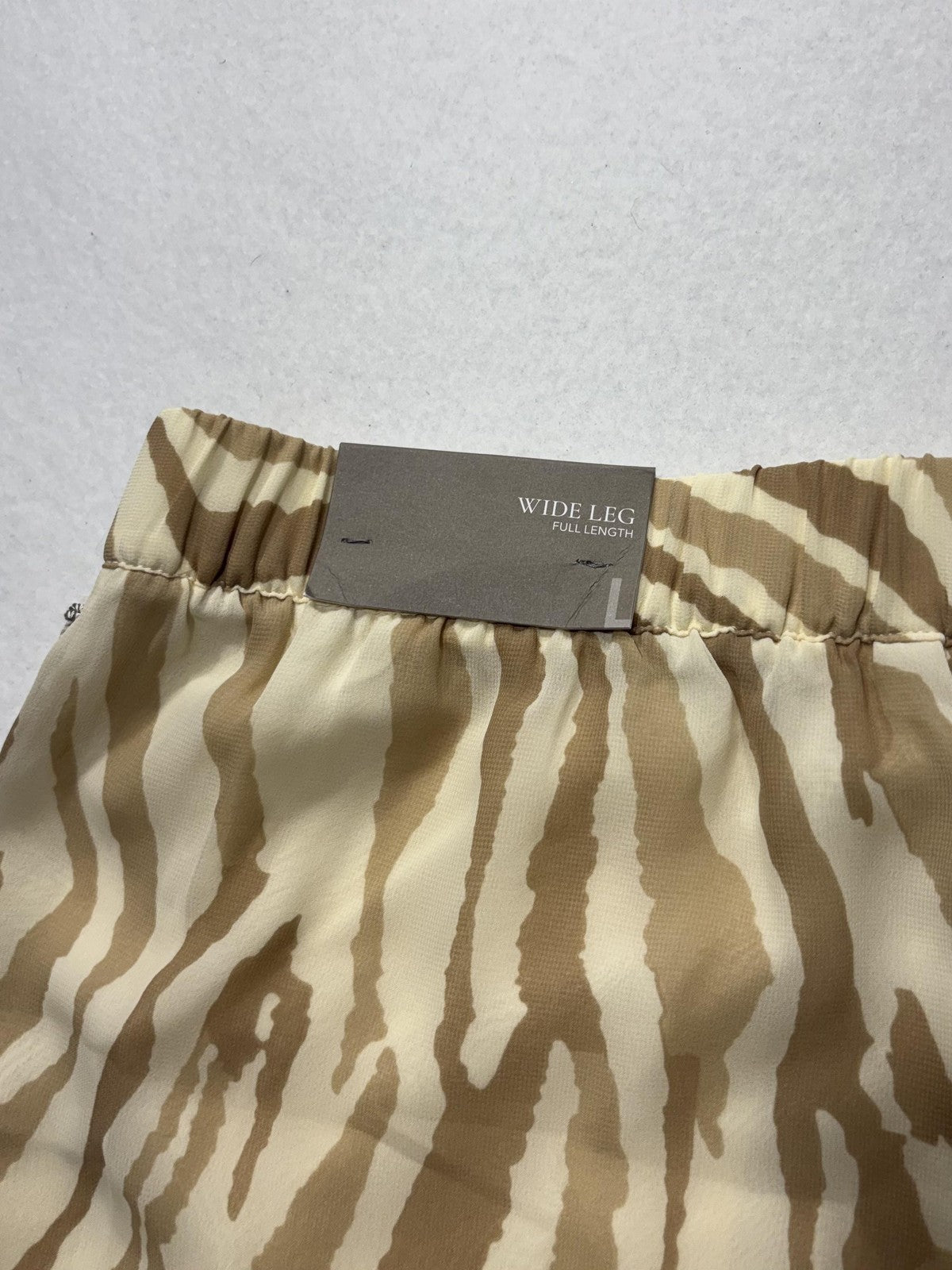 Soft Surroundings Dress Pants Womens Large Beige Neutral Zebra Wide Leg Pull On