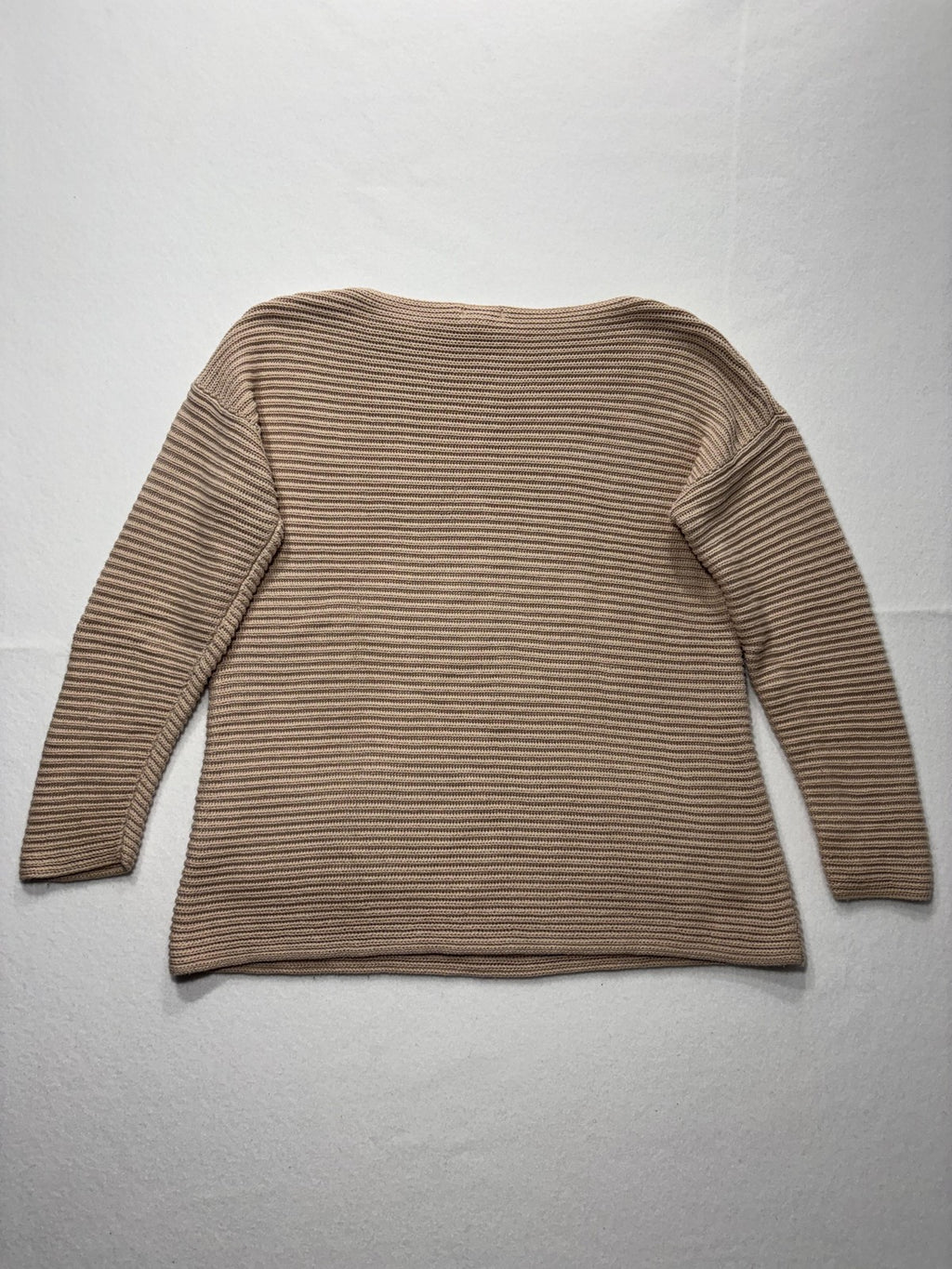 Vince Camuto Sweater Womens Medium Beige Textured Knit Boat Neck Pocket Pullover