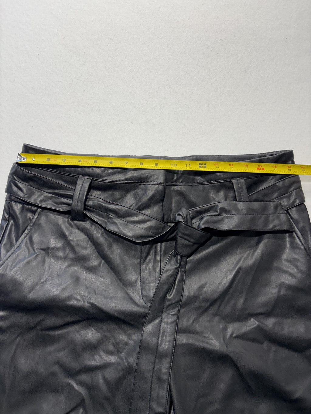 Gabrielle Union Pants Womens 18 Tall Black Faux Leather Jogger Belted Pockets