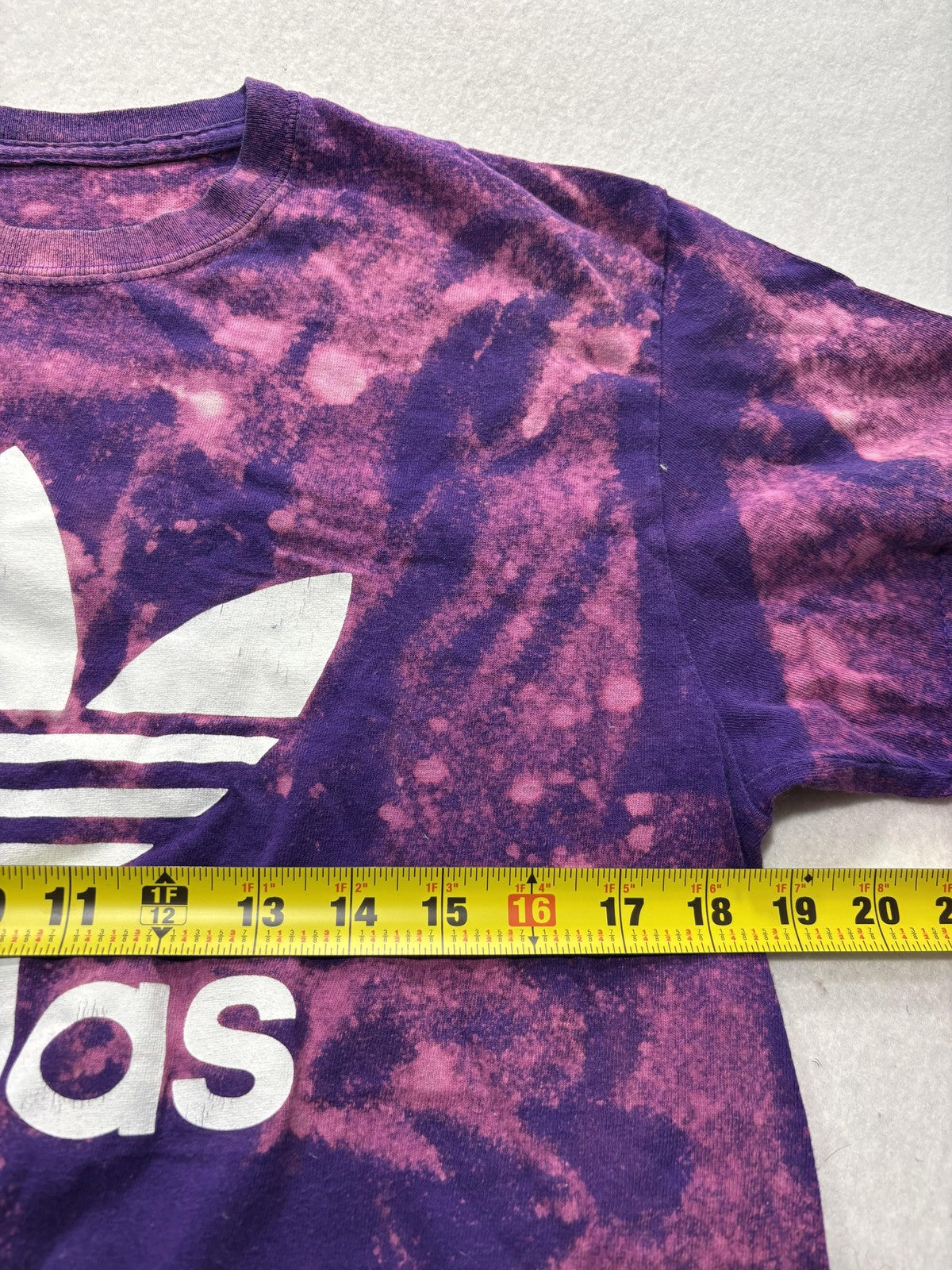 Adidas Shirt Mens Small Purple Tie Dye Trefoil Logo Graphic Tee Short Sleeve