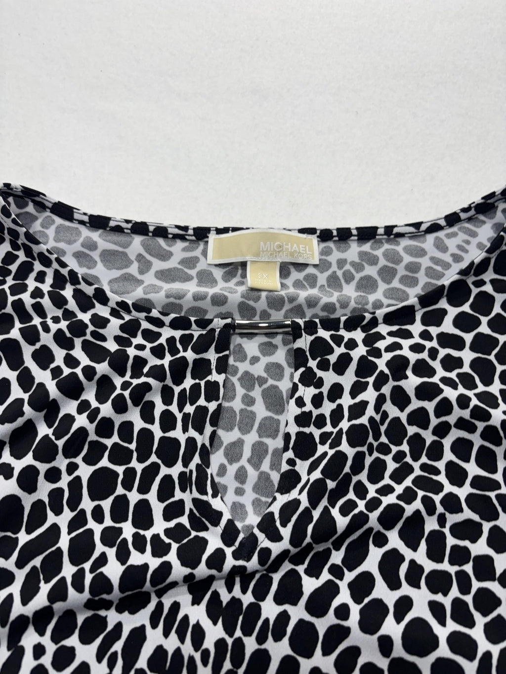 MICHAEL Michael Kors Blouse Womens 3X Black Animal Print Scoop Neck Tunic Top