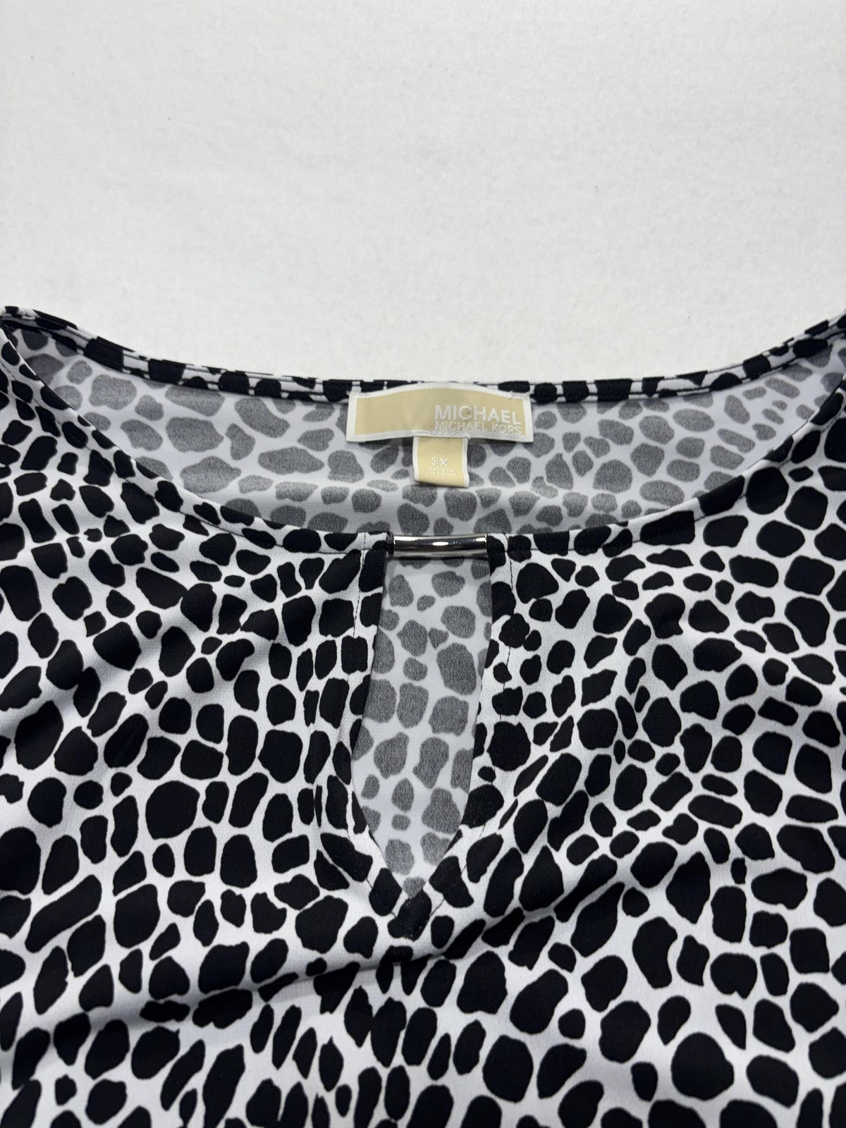 MICHAEL Michael Kors Blouse Womens 3X Black Animal Print Scoop Neck Tunic Top