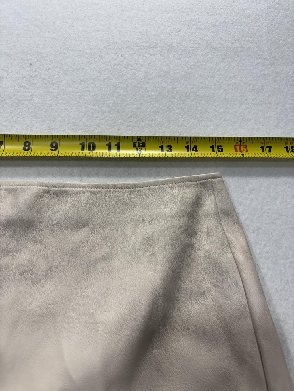 CAMI NYC Skirt Womens L White Faux Leather Midi Pencil Zip Back Slit Bone