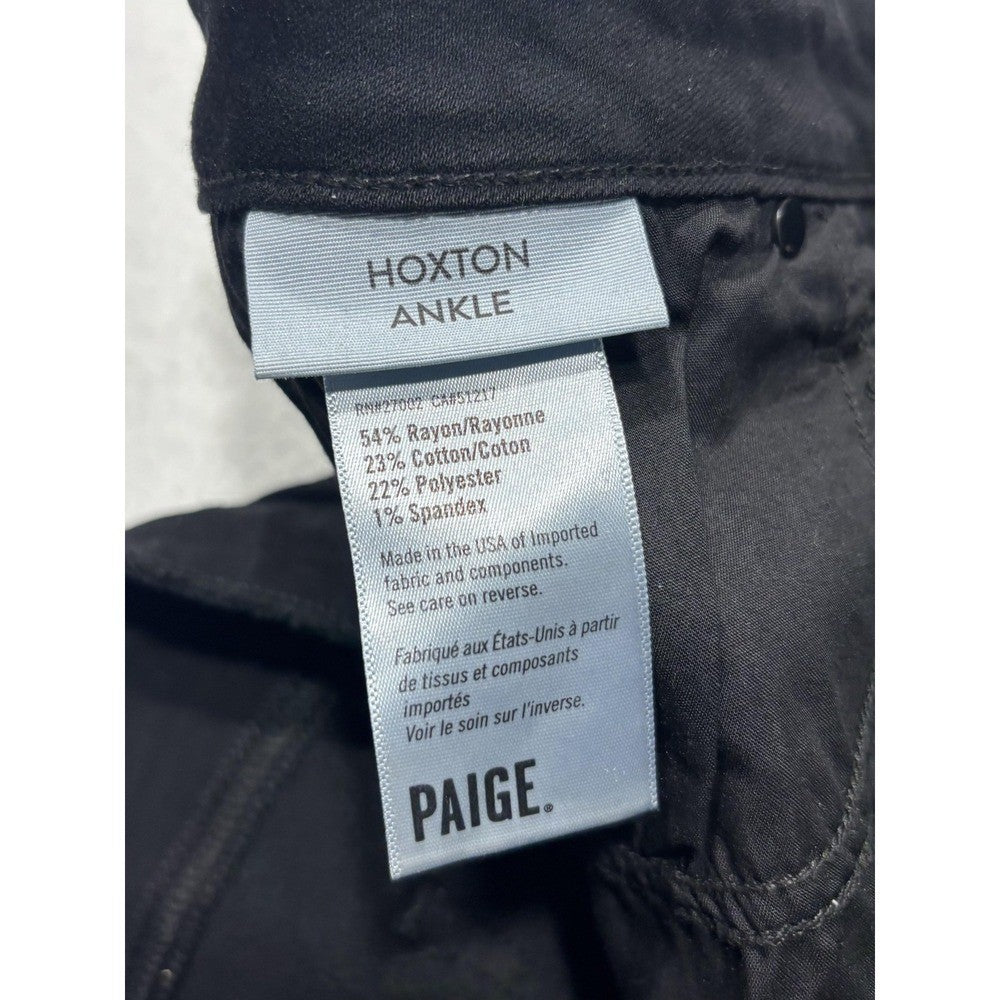 Paige Hoxton Ankle Jeans Womens 34 Black Wash Slim Stretch Distressed 34x28.5