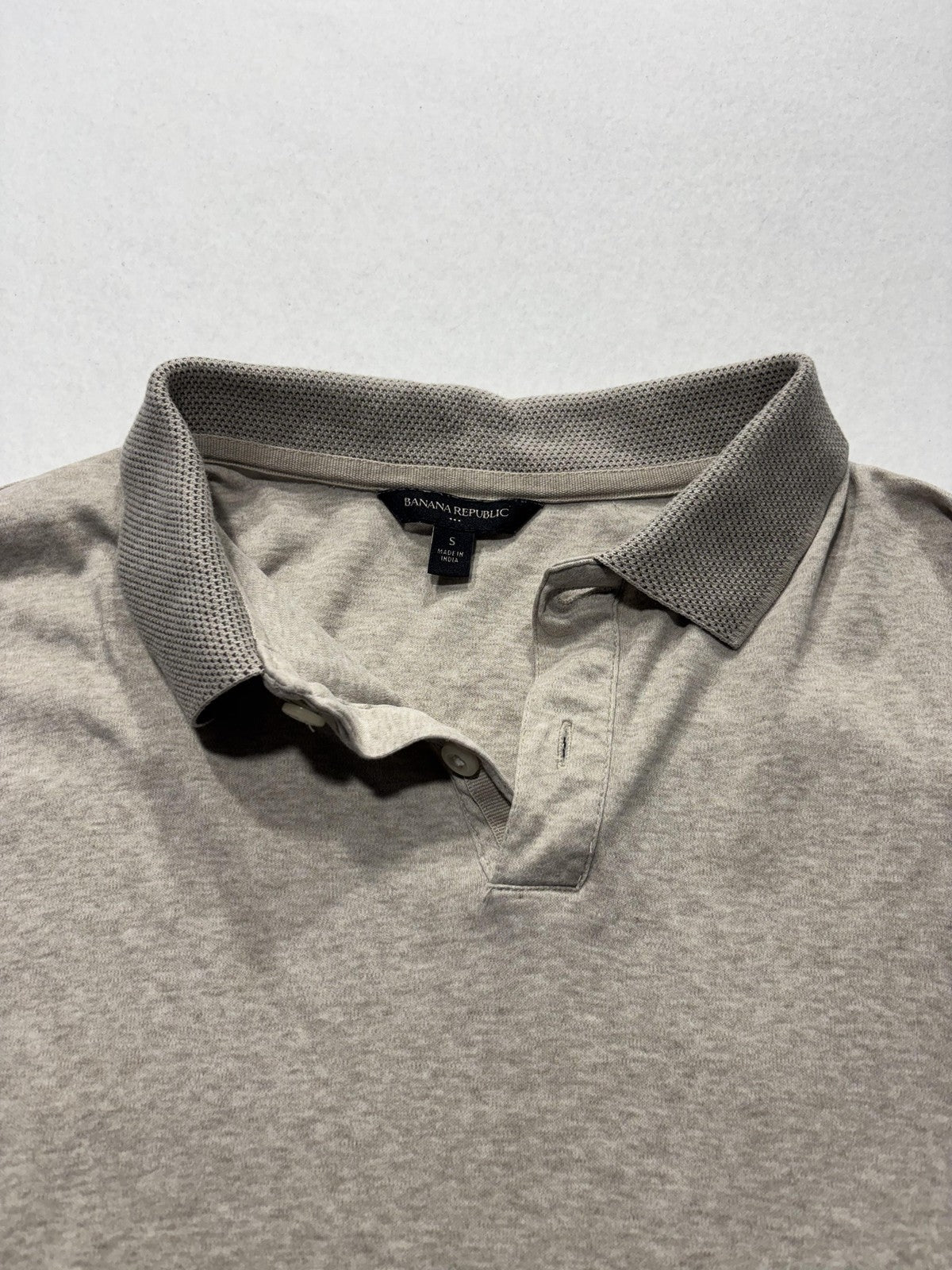 Banana Republic Polo Shirt Mens Small Gray Short Sleeve Jersey Cotton Casual