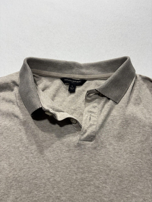 Banana Republic Polo Shirt Mens Small Gray Short Sleeve Jersey Cotton Casual