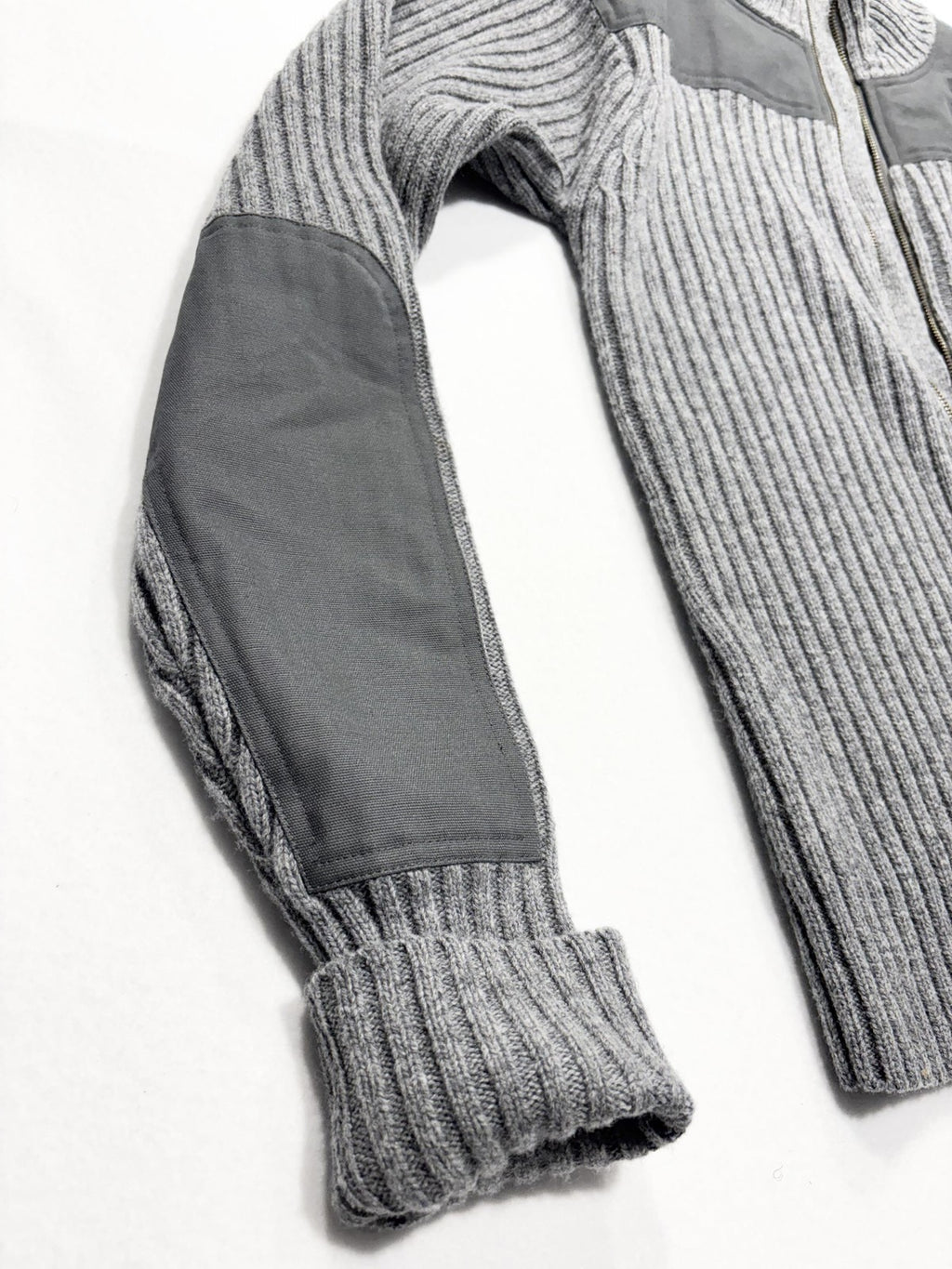L.L. Bean Sweater Mens Small Gray Ribbed Wool Full Zip Commando Mock Neck Knit