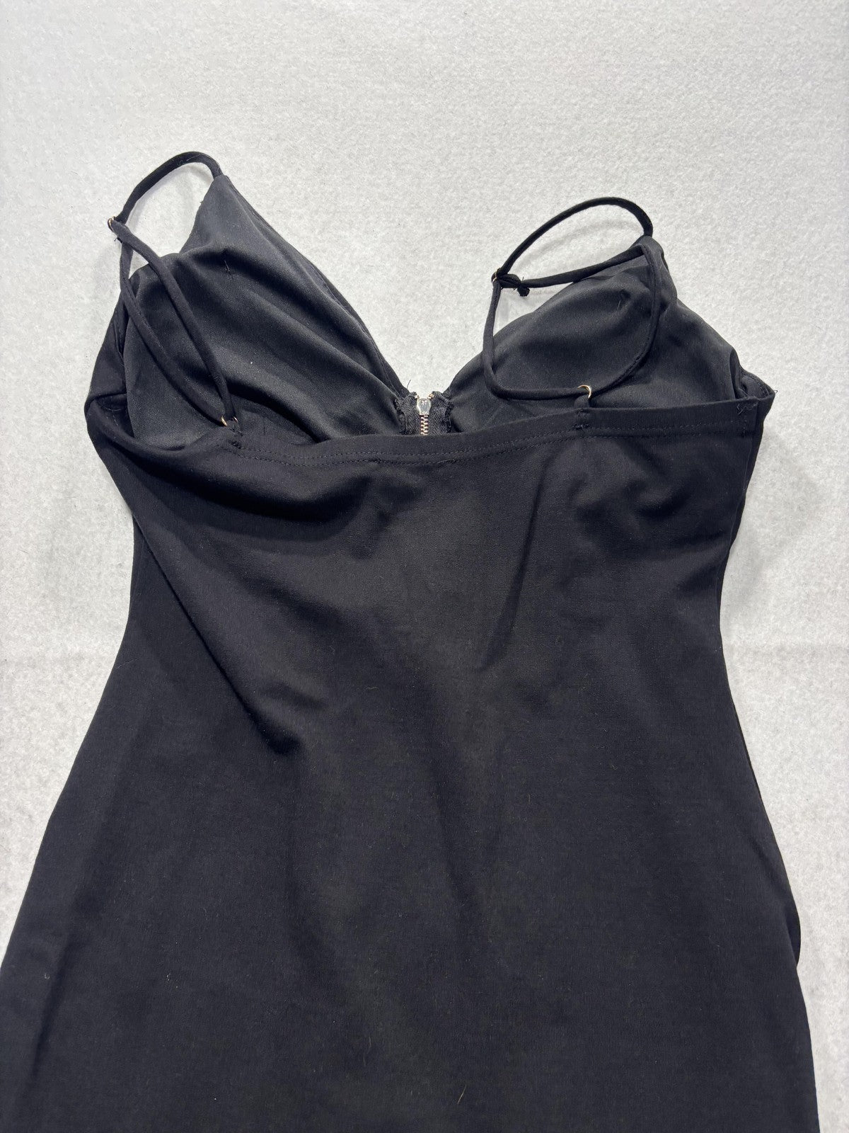 Haute Monde Dress Womens Large Black V Neck Zip Bodycon Mini Party HMD10208