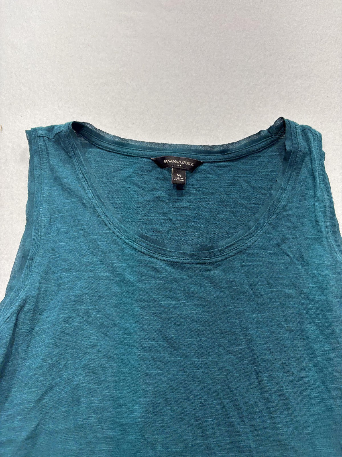 Banana Republic Tank Top Womens M Blue Scoop Neck Layered Hem Summer Casual
