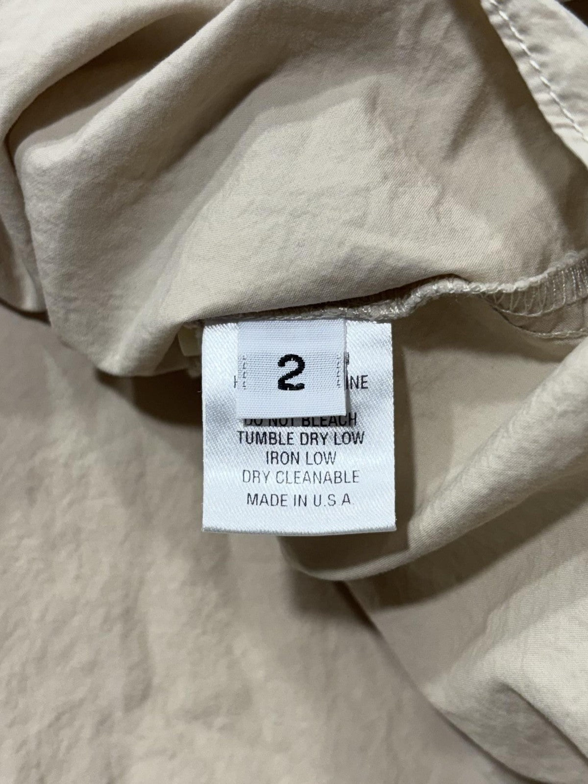 GREI. Blouse Womens 2 Beige Round Neck Short Balloon Sleeve Cotton Relaxed Top
