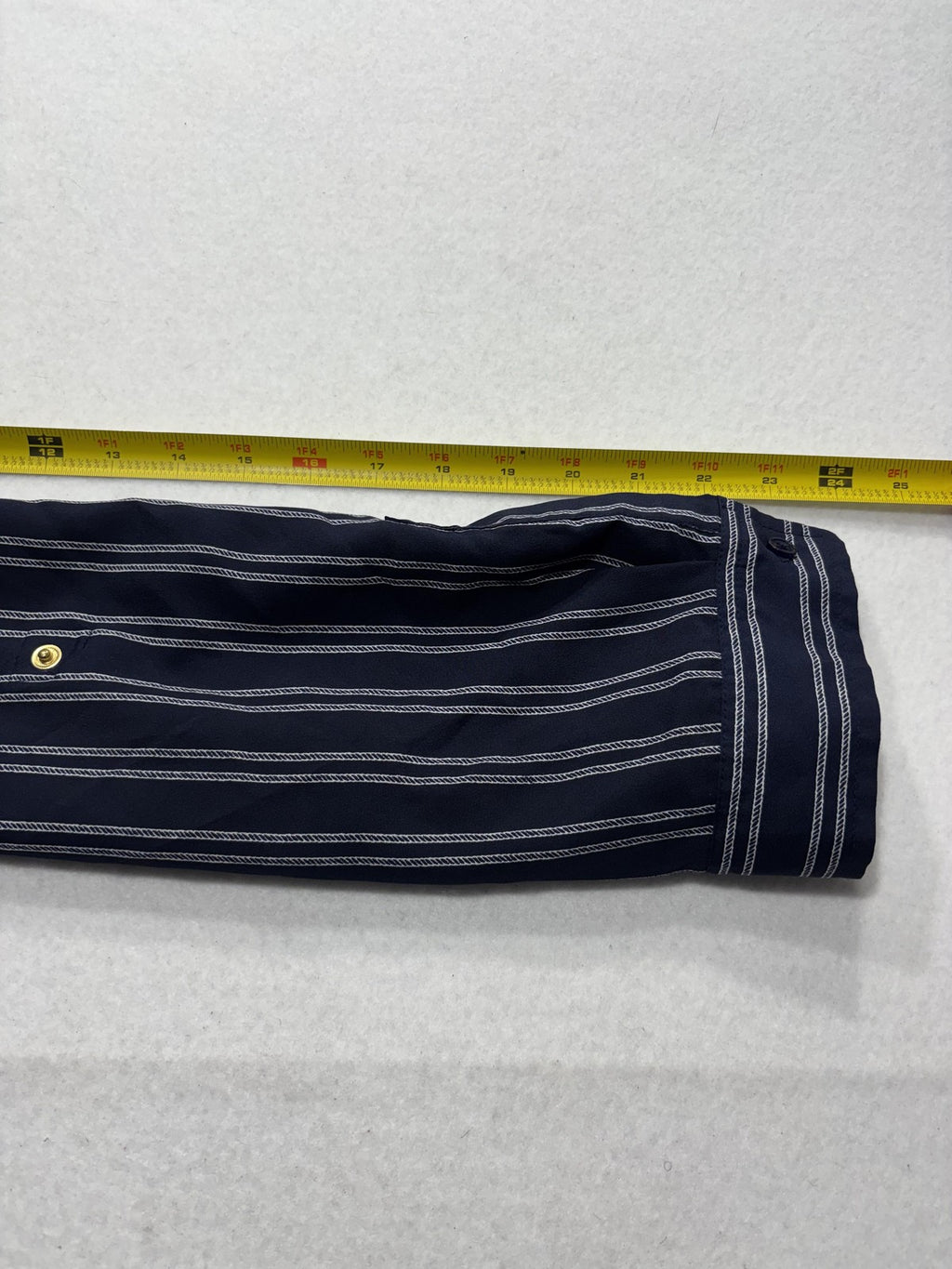 MICHAEL Michael Kors Blouse Womens Large Blue Stripe Zip Tunic Long Sleeve Top