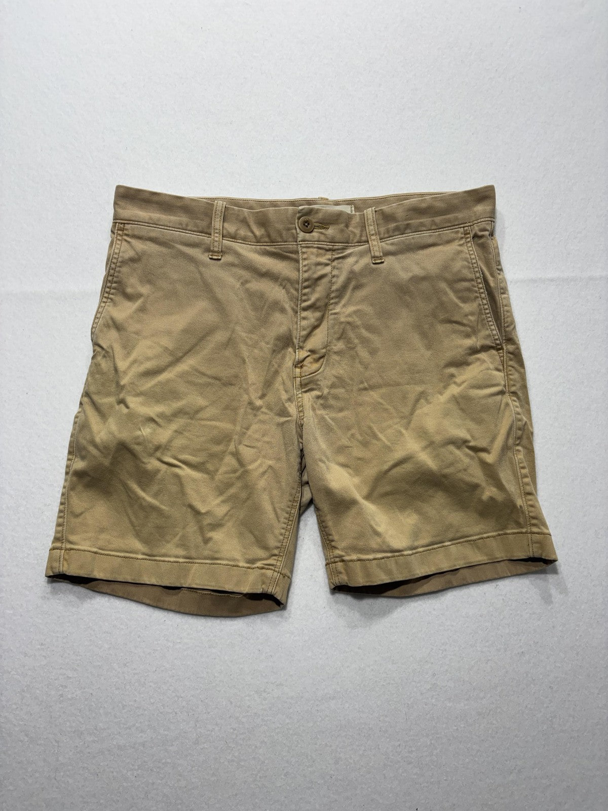 Madewell Chino Shorts Mens 33 Beige 7" Inseam Stretch Flat Front Casual