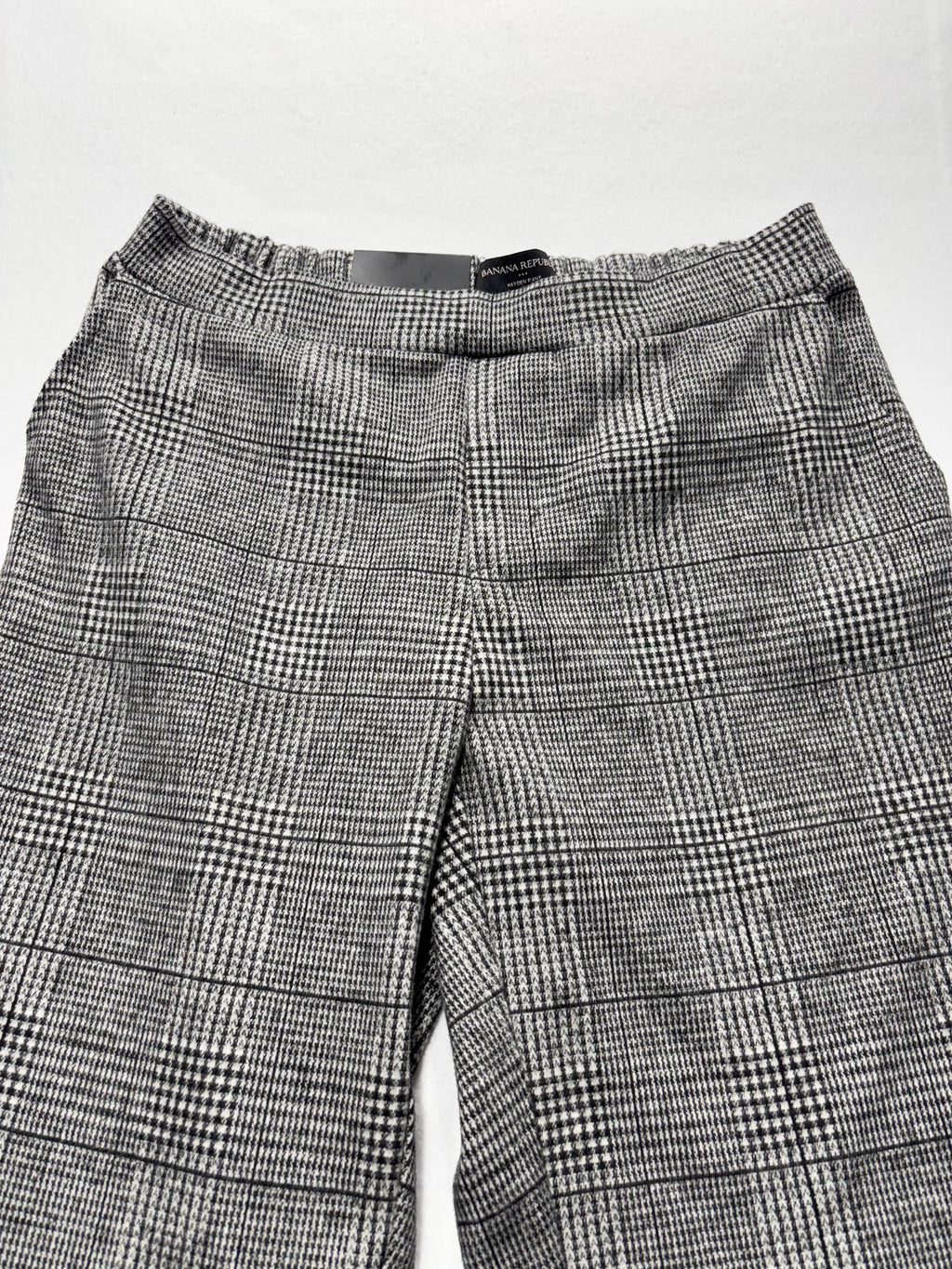 Banana Republic Dress Pants Womens 2 Gray Plaid Hayden Pull On Ponte Ankle Slim